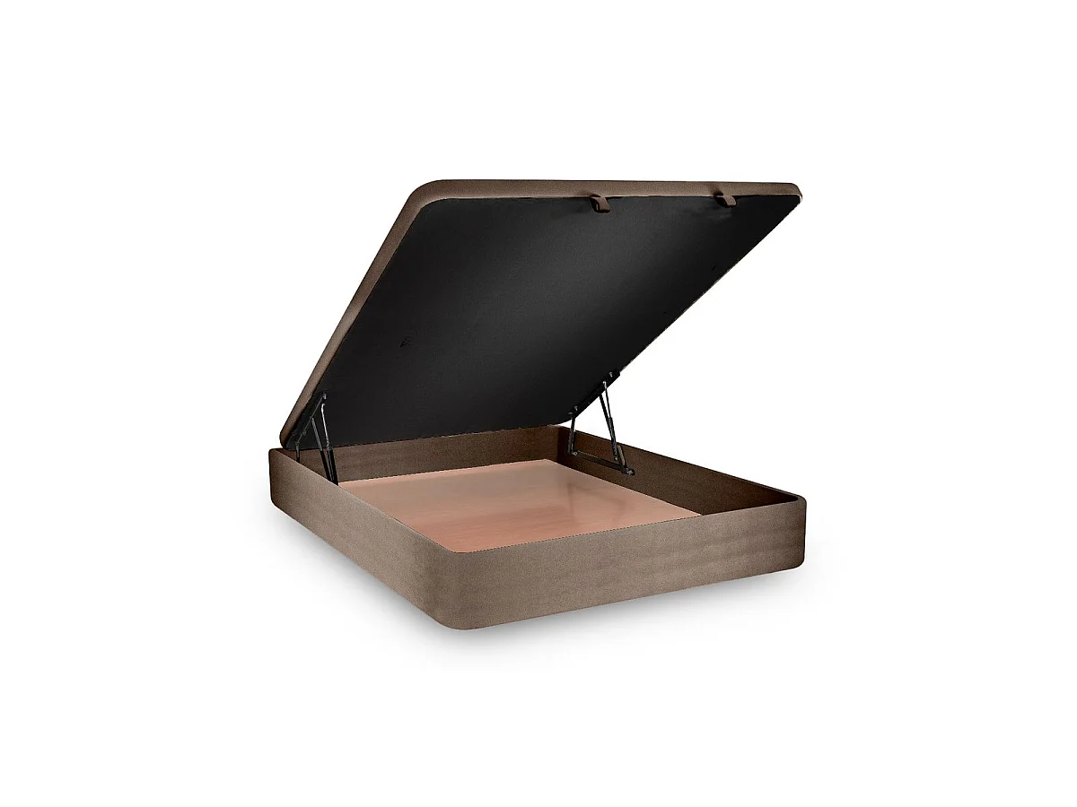 Lit coffre 160x200cm avec tête de lit capitonnée Velours Taupe - Hauteur totale : 39cm