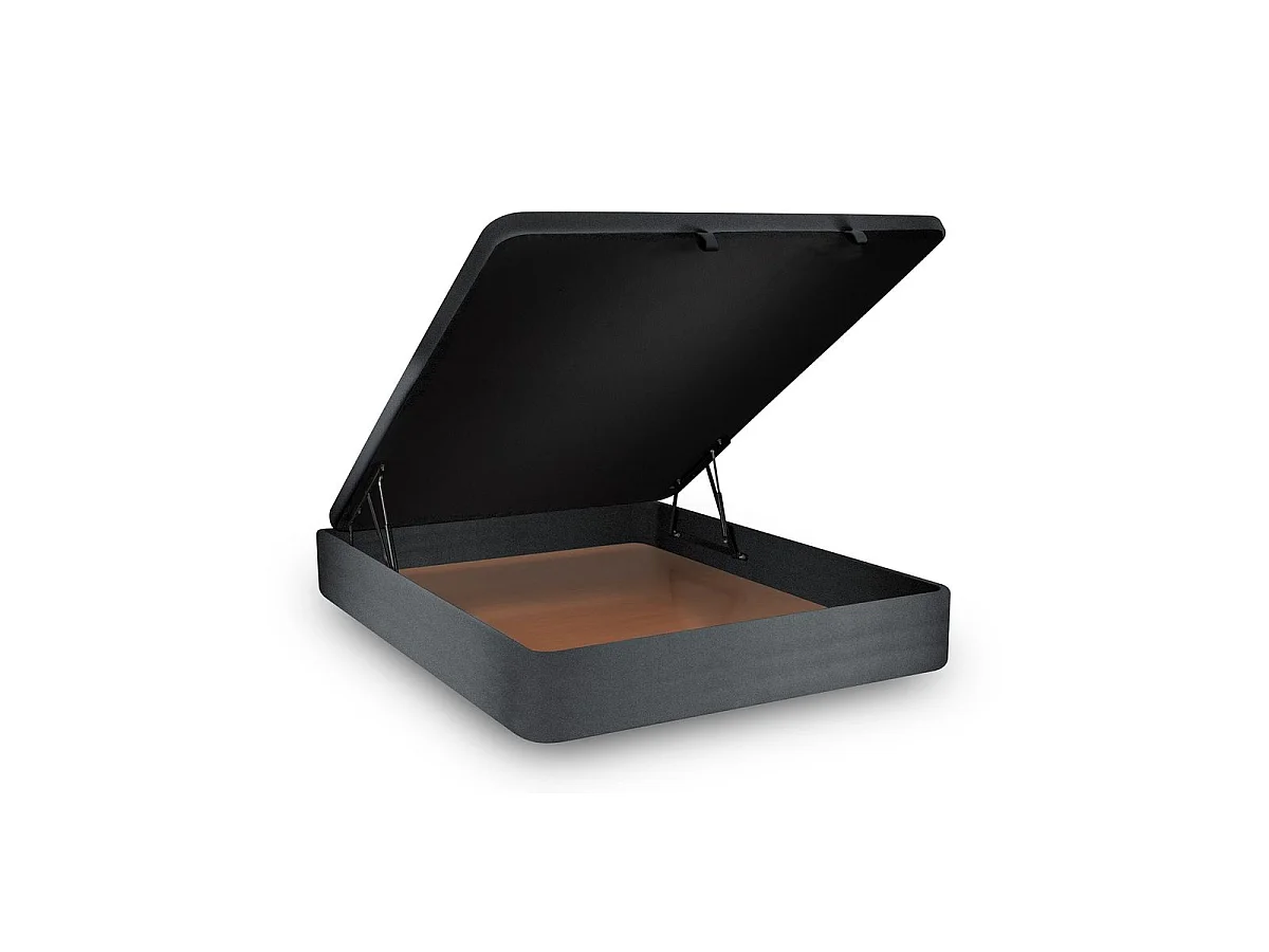 Lit coffre 160x200cm avec tête de lit capitonnée Velours Gris anthracite - Hauteur totale : 39cm