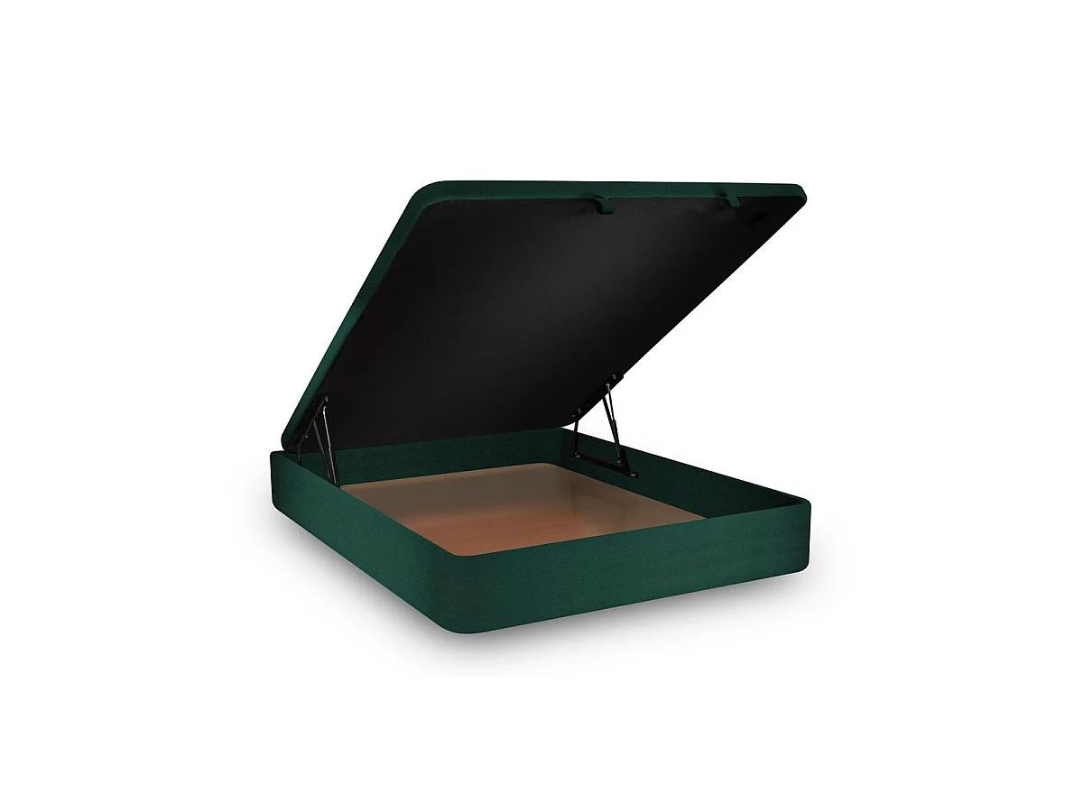 Lit coffre 160x200cm avec tête de lit capitonnée Velours Vert - Hauteur totale : 39cm