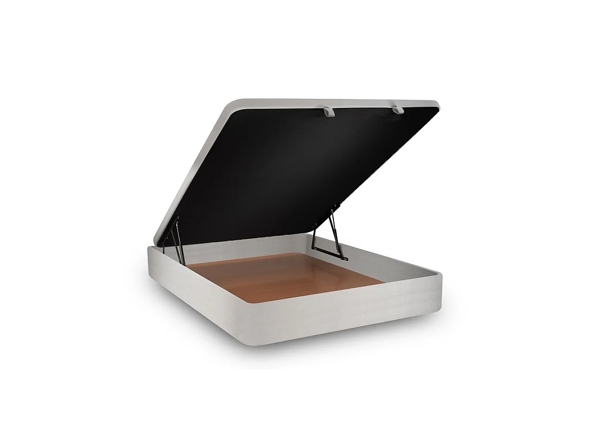 Lit coffre 160x200cm avec tête de lit capitonnée Velours Gris clair - Hauteur totale : 39cm