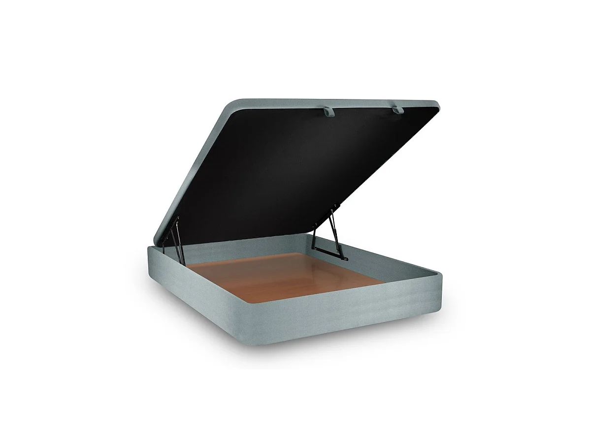 Lit coffre 160x200cm avec tête de lit capitonnée Velours Gris bleuté - Hauteur totale : 39cm