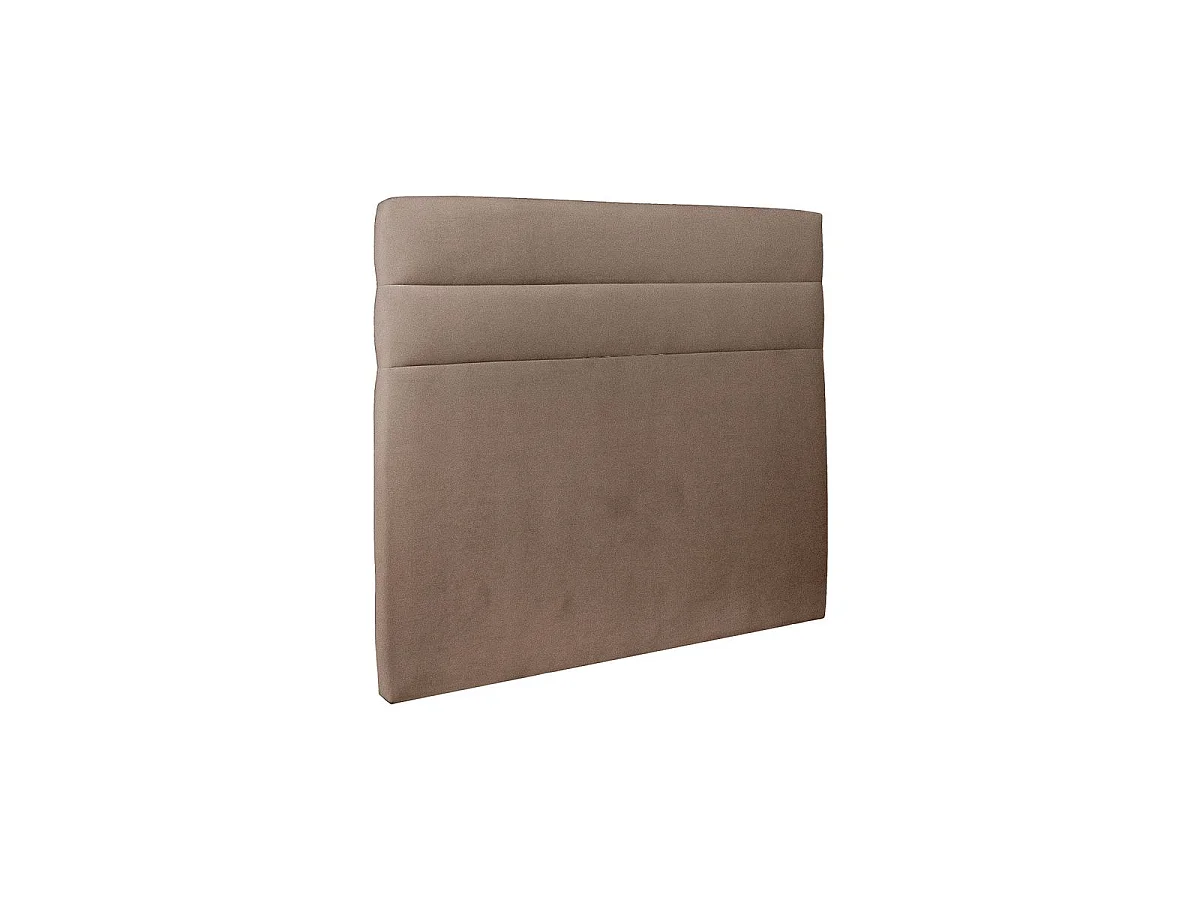 Lit 160x200cm avec tête de lit lignes velours et sommier tapissier taupe - Hauteur totale : 35cm