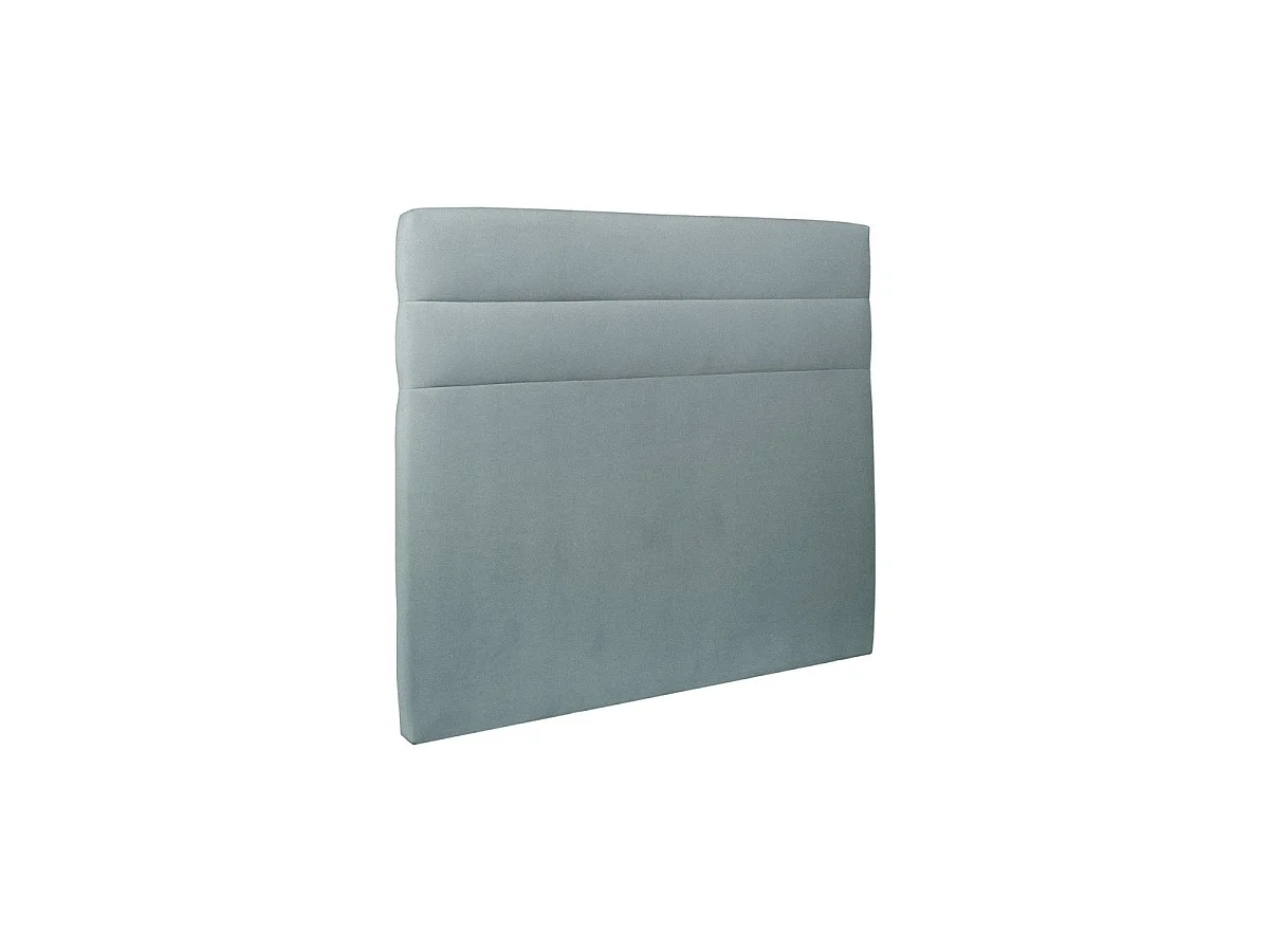 Lit 160x200cm avec tête de lit lignes velours et sommier tapissier gris bleuté - Hauteur totale : 35cm