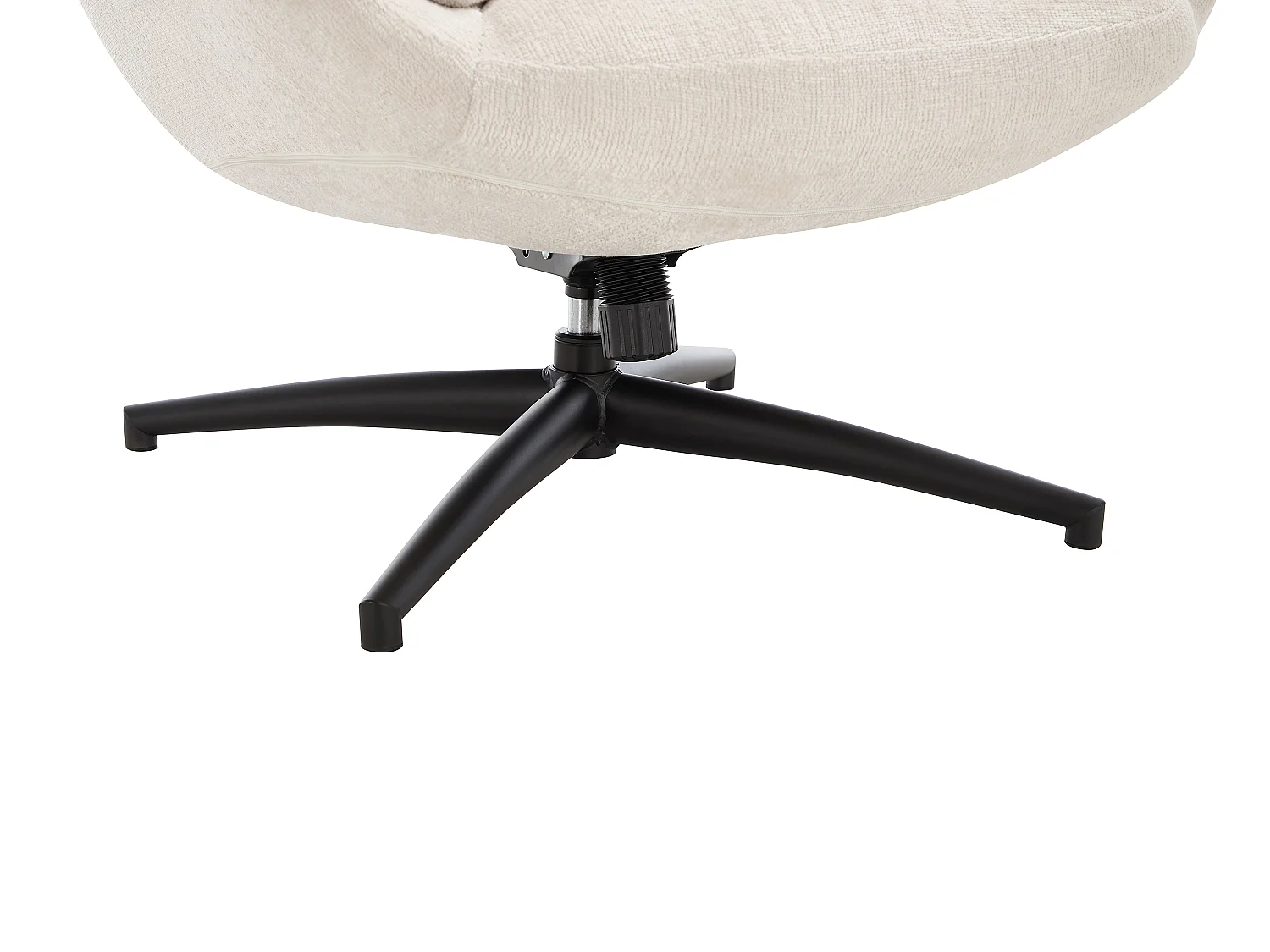 Fauteuil avec repose-pieds en tissu chenille beige PIRUNO