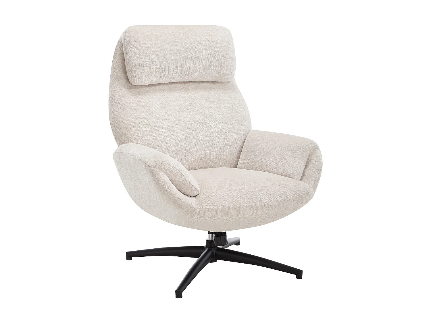 Fauteuil avec repose-pieds en tissu chenille beige PIRUNO