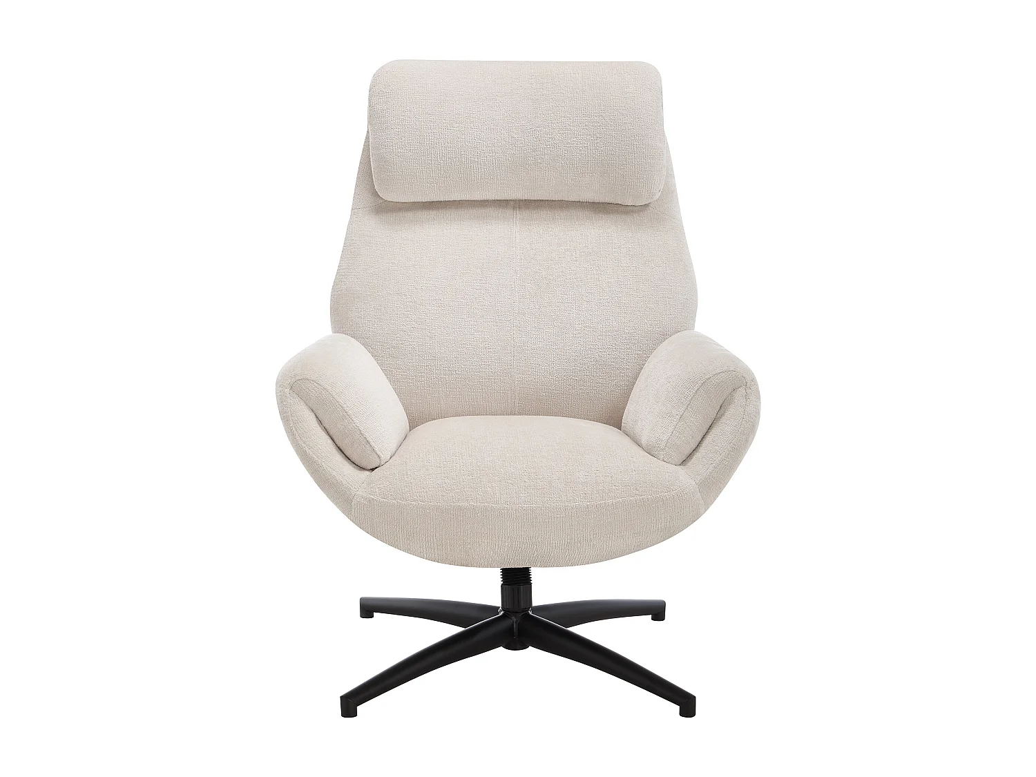 Fauteuil avec repose-pieds en tissu chenille beige PIRUNO