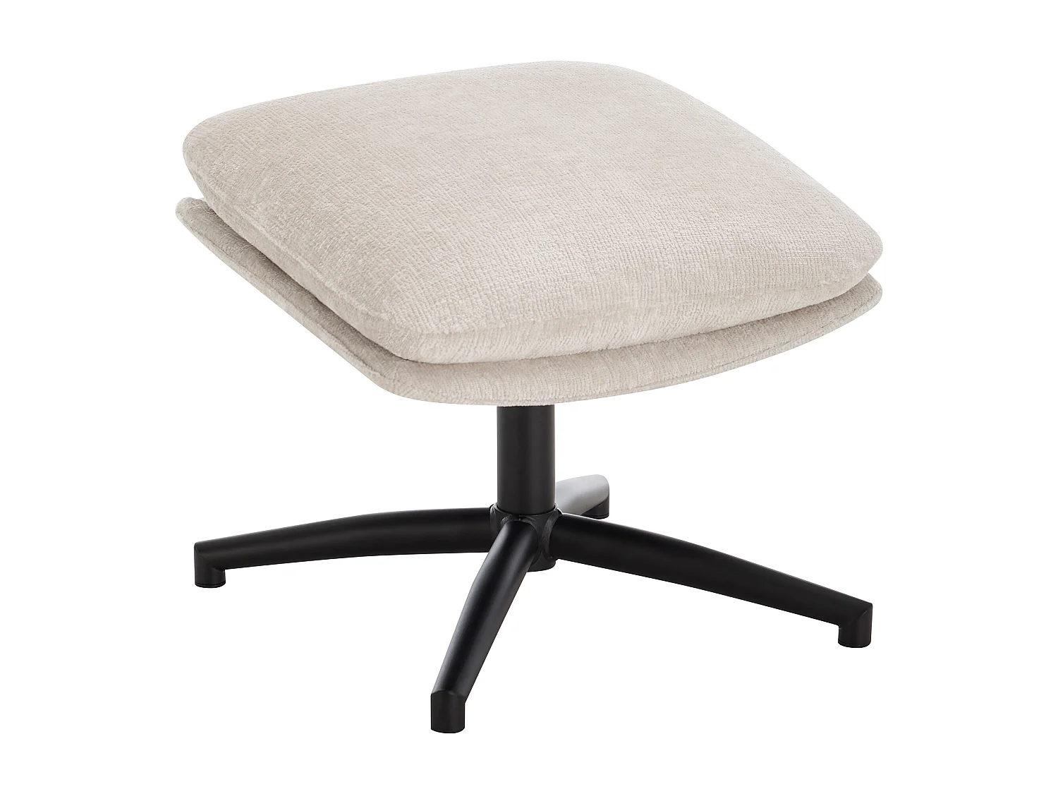 Fauteuil avec repose-pieds en tissu chenille beige PIRUNO