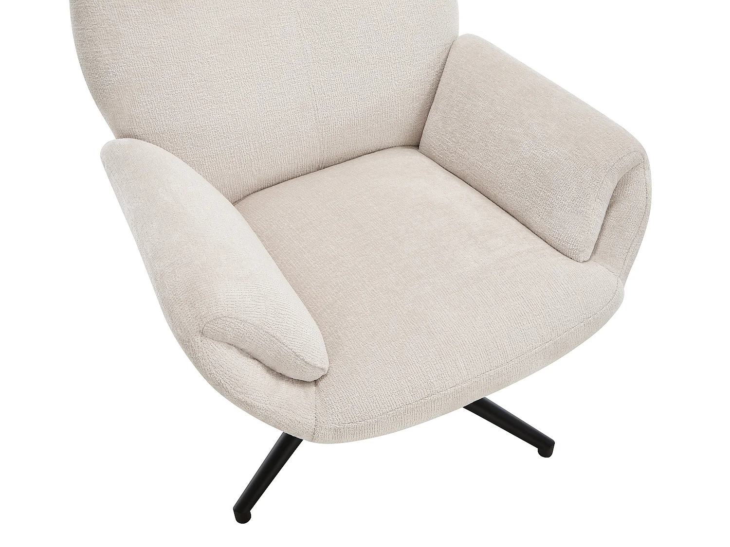 Fauteuil avec repose-pieds en tissu chenille beige PIRUNO