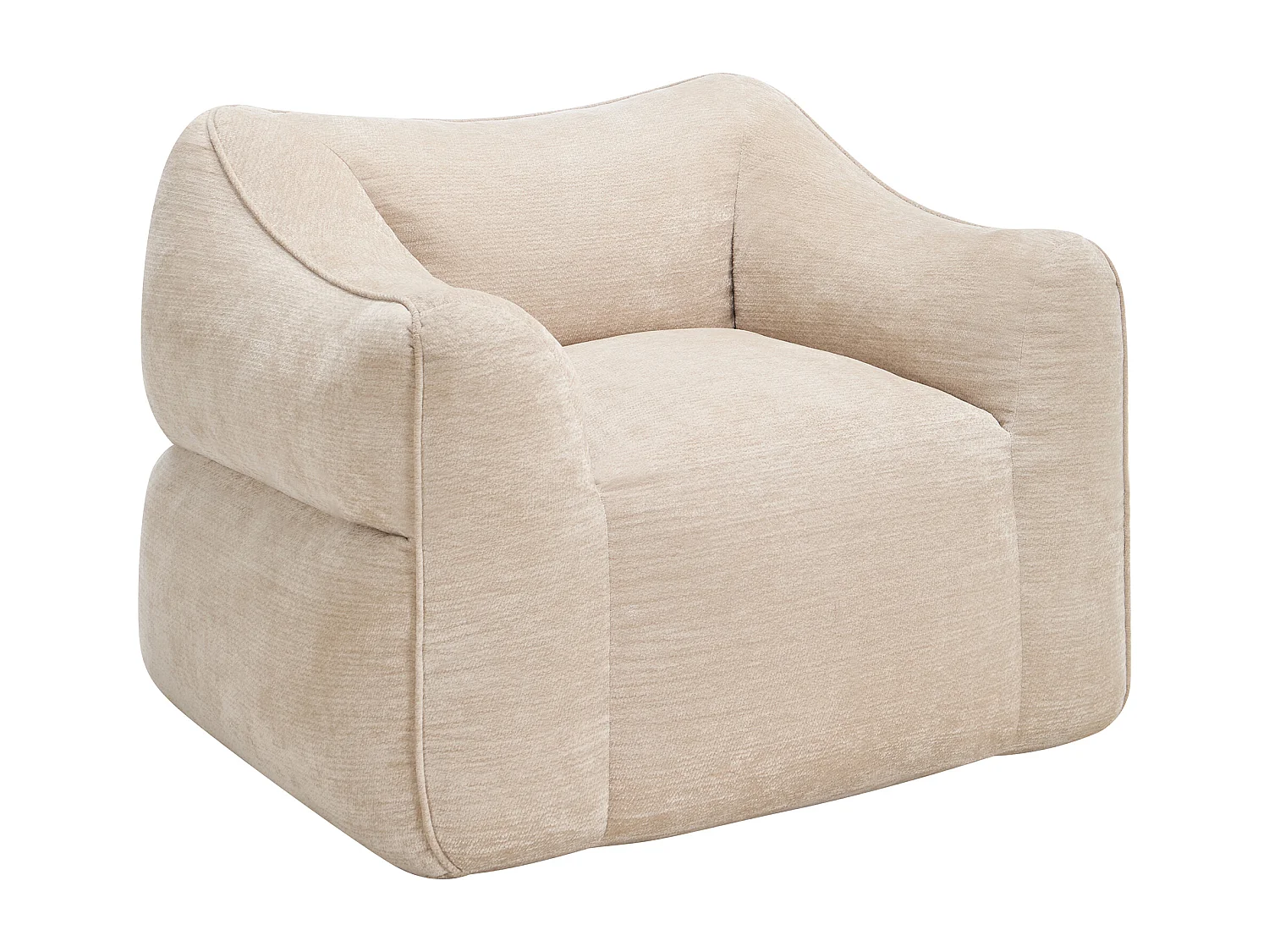 Fauteuil compressé en tissu texturé beige LENAPI