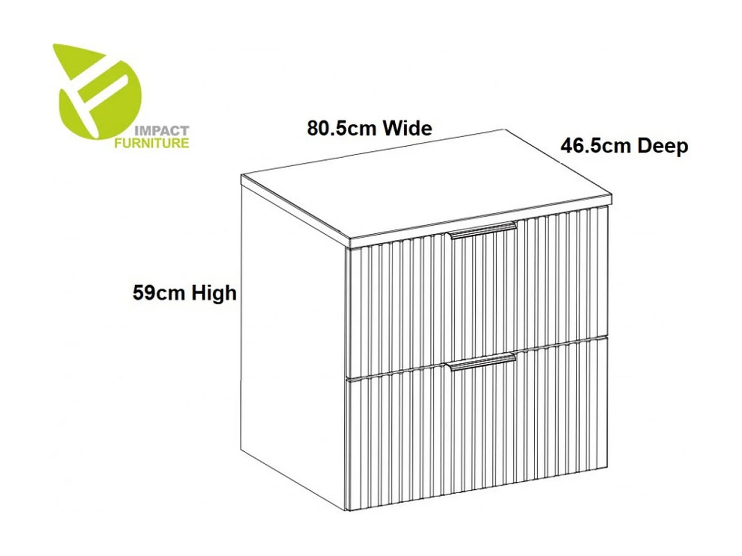 Wall Hung Vanity Unit 800mm Bathroom Cabinet with Drawer Ribbed Fluted White with Oak Effect Countertop Adel