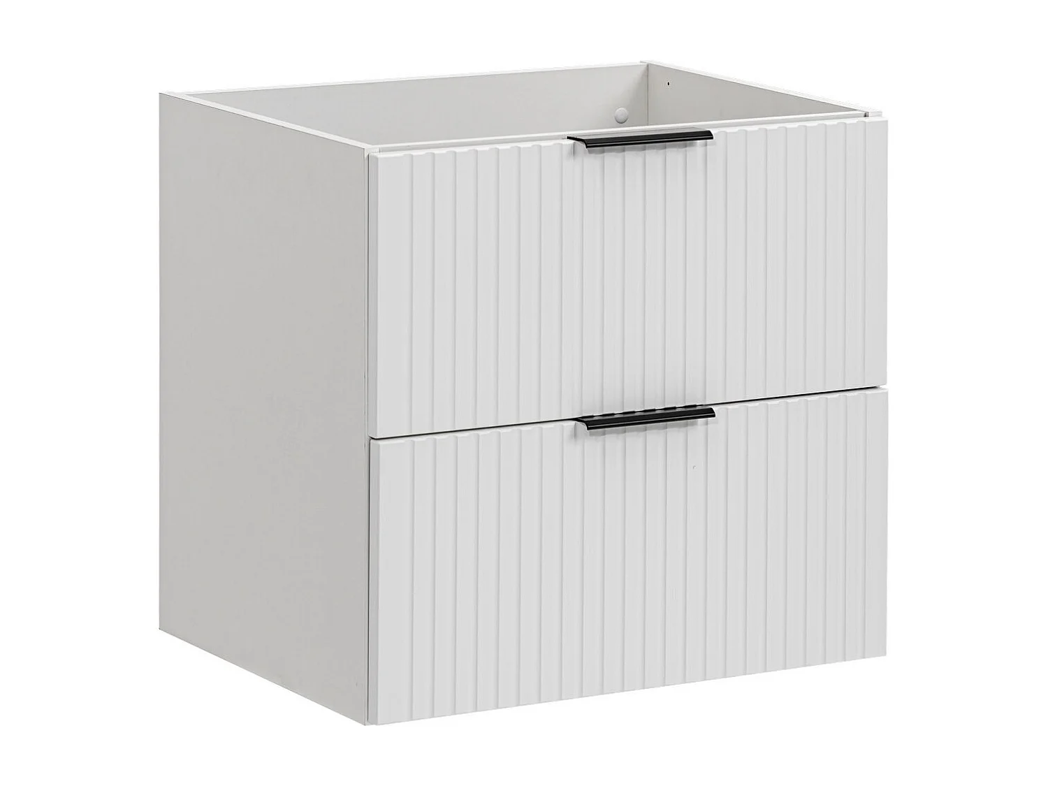 Bathroom Vanity Unit 600mm White Cabinet Modern Wall Hung Floating Drawers Ribbed Fluted Adel