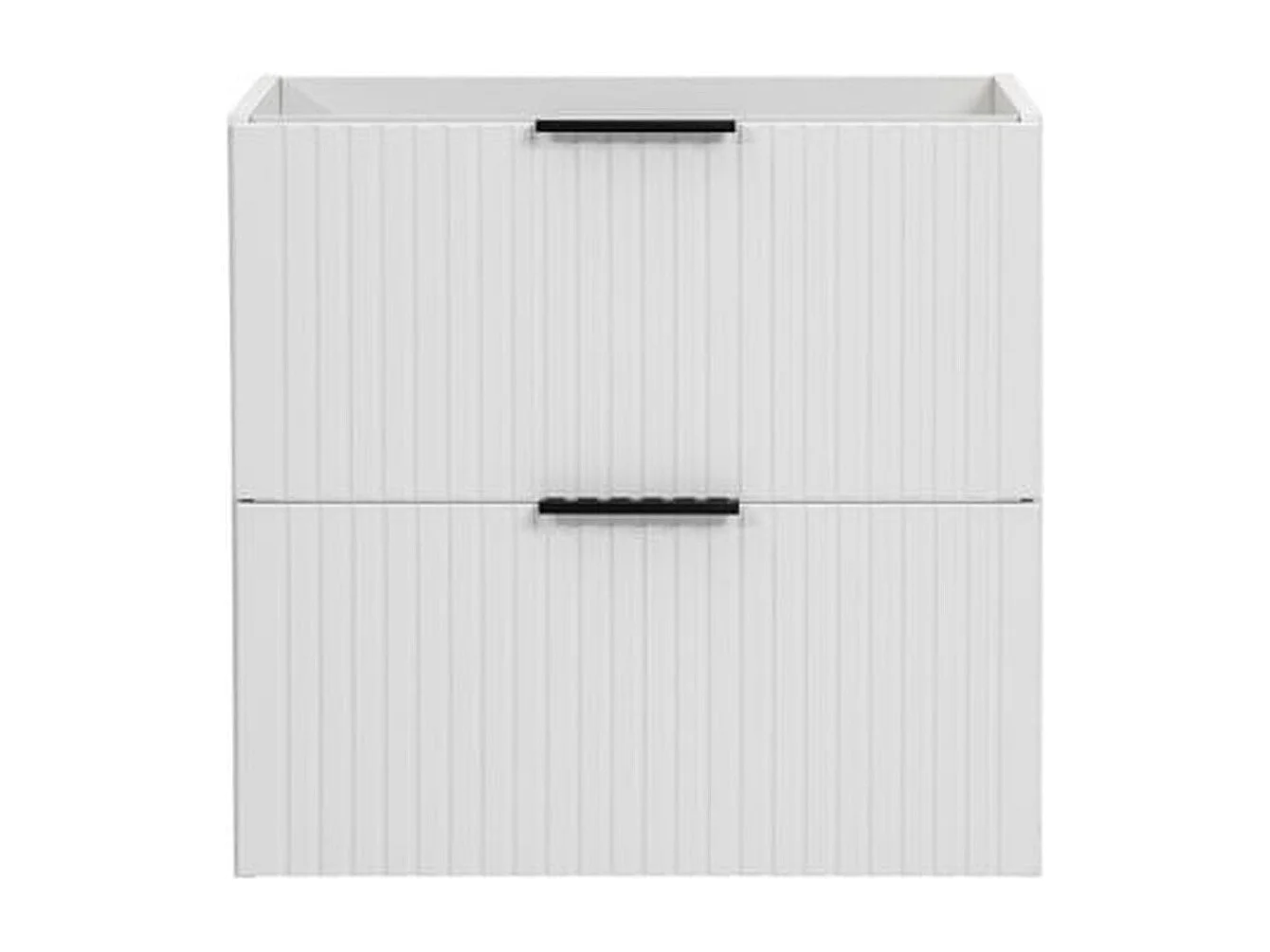 Bathroom Vanity Unit 600mm White Cabinet Modern Wall Hung Floating Drawers Ribbed Fluted Adel