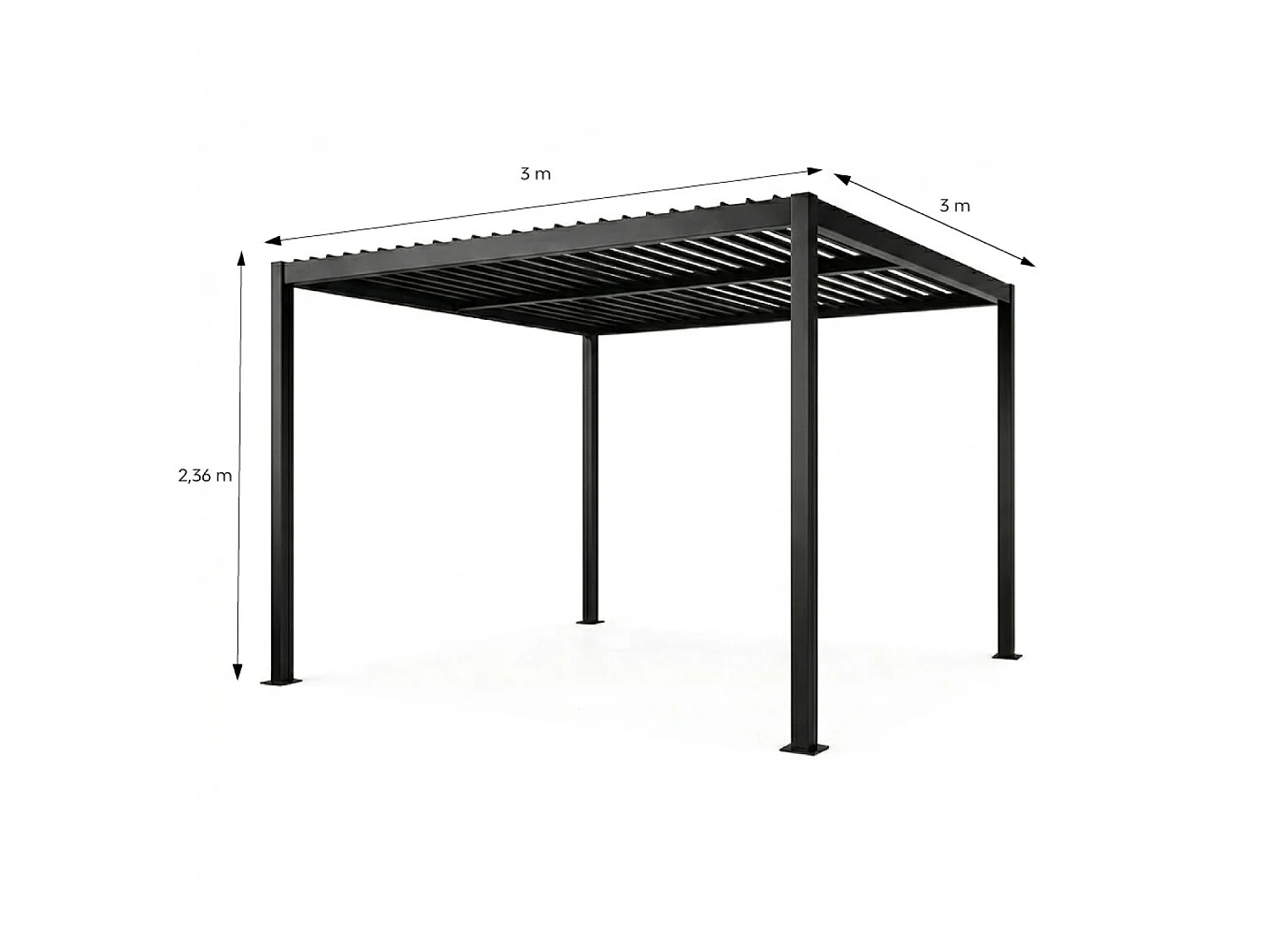 Pergola bioclimatique structure et lames orientables en aluminium 3x3m RHODES