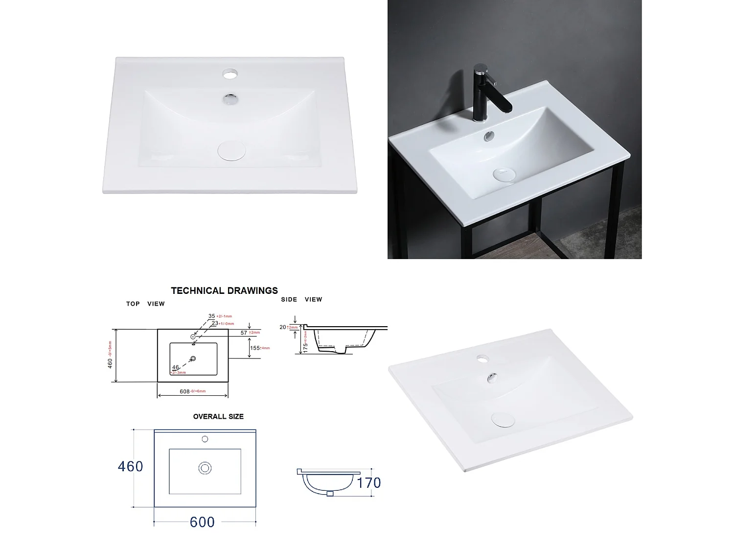 Bathroom Vanity Unit with Sink Basin 600mm Ribbed Fluted Beige Cashmere Modern Wall Hung Cabinet with Drawers Adel