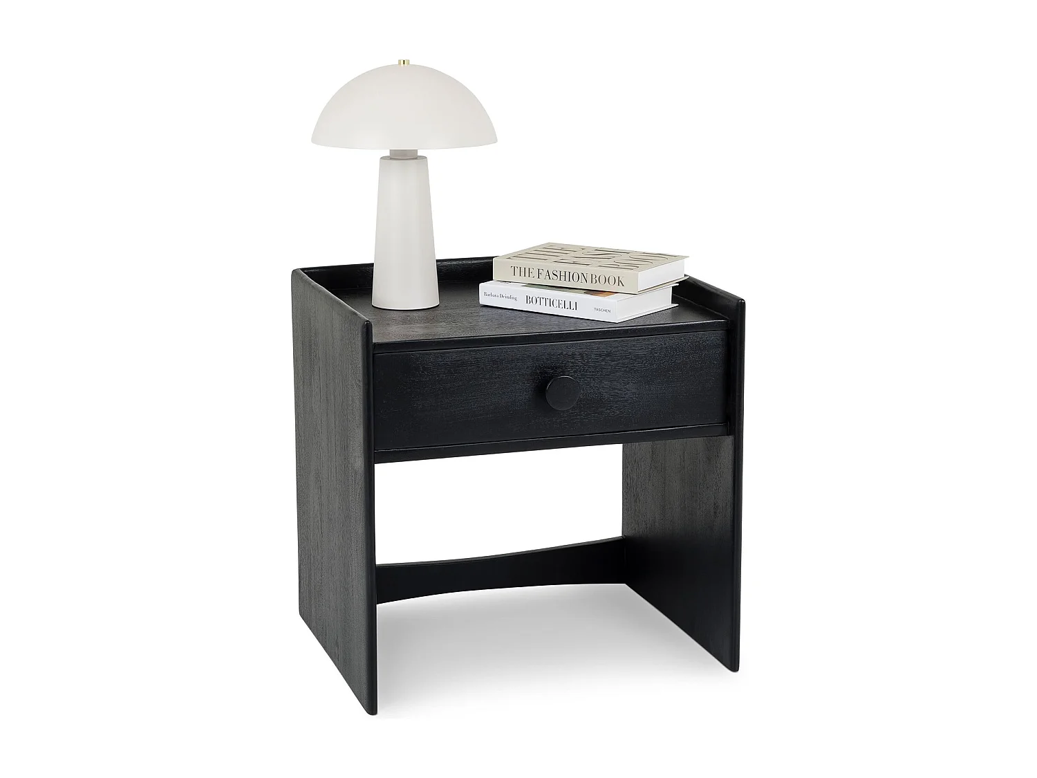 Table de Chevet TURU, 1 Tiroir en Bois Massif Noir, Design Élégant, Petite Table de Nuit en Hauteur pour Rangement Pratique