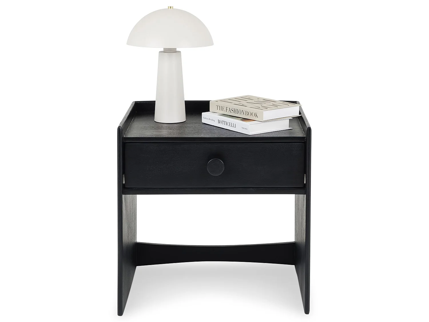 Table de Chevet TURU, 1 Tiroir en Bois Massif Noir, Design Élégant, Petite Table de Nuit en Hauteur pour Rangement Pratique