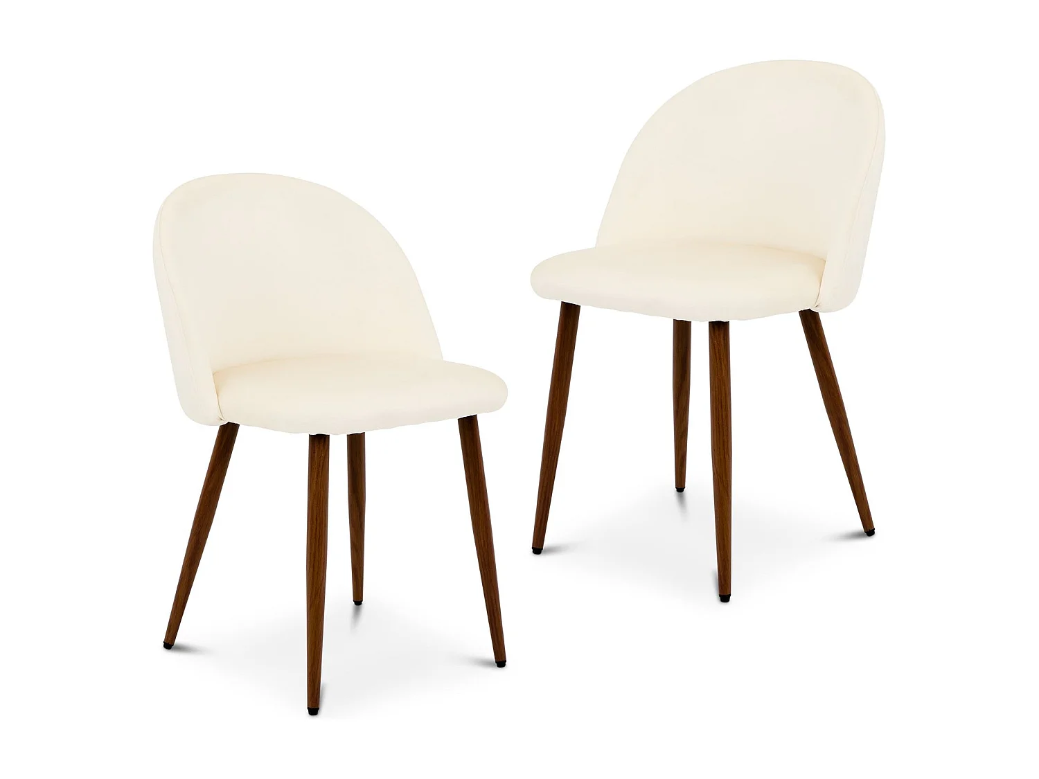 Lot de 2 Chaises de Salle à Manger NAVIA en Velours Blanc Crème au Design Rétro-Chic, Assise Rembourrée, Pieds en Métal