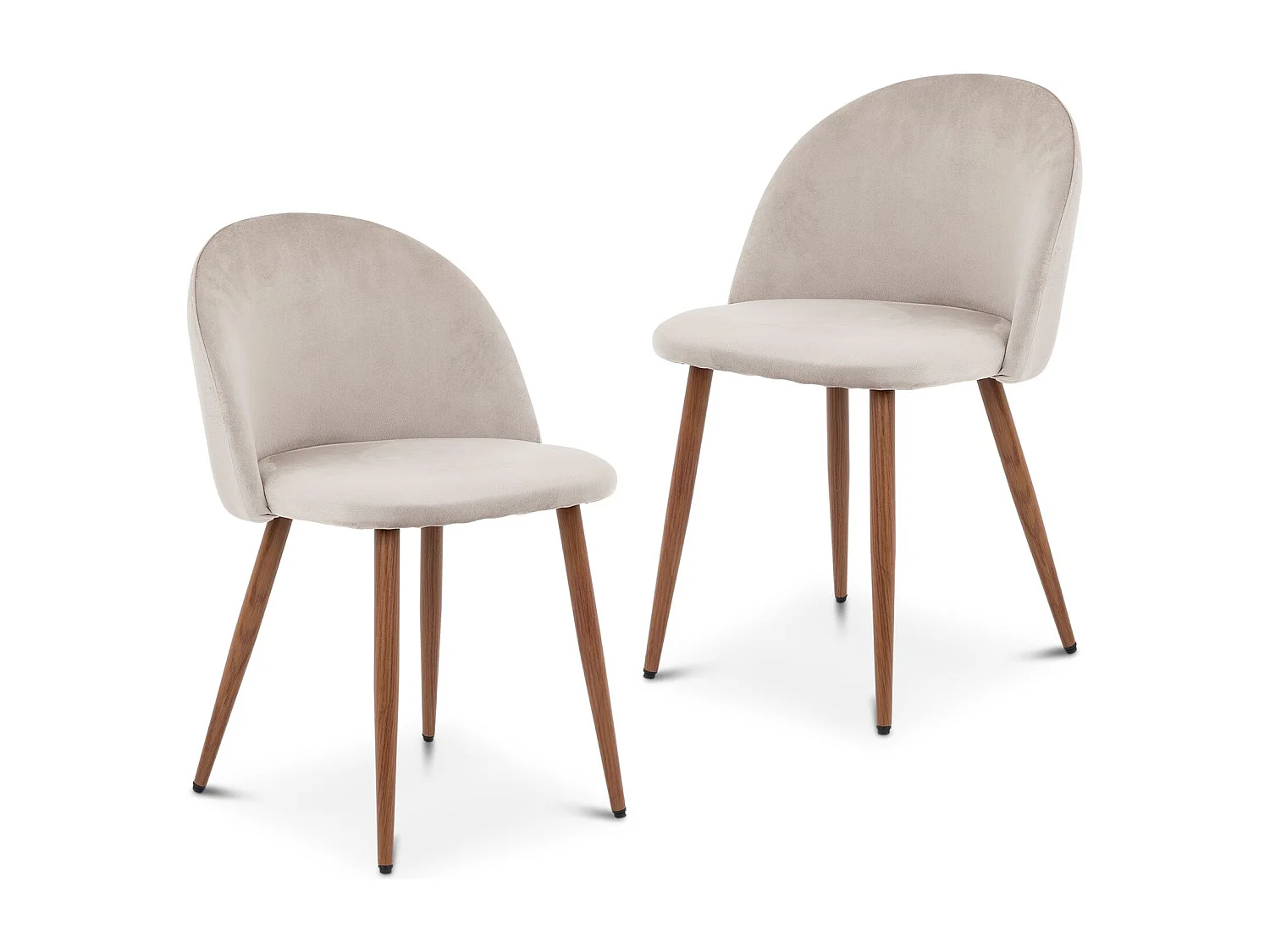 Lot de 2 Chaises de Salle à Manger NAVIA en Velours Gris Clair au Design Rétro-Chic, Assise Rembourrée, Pieds en Métal