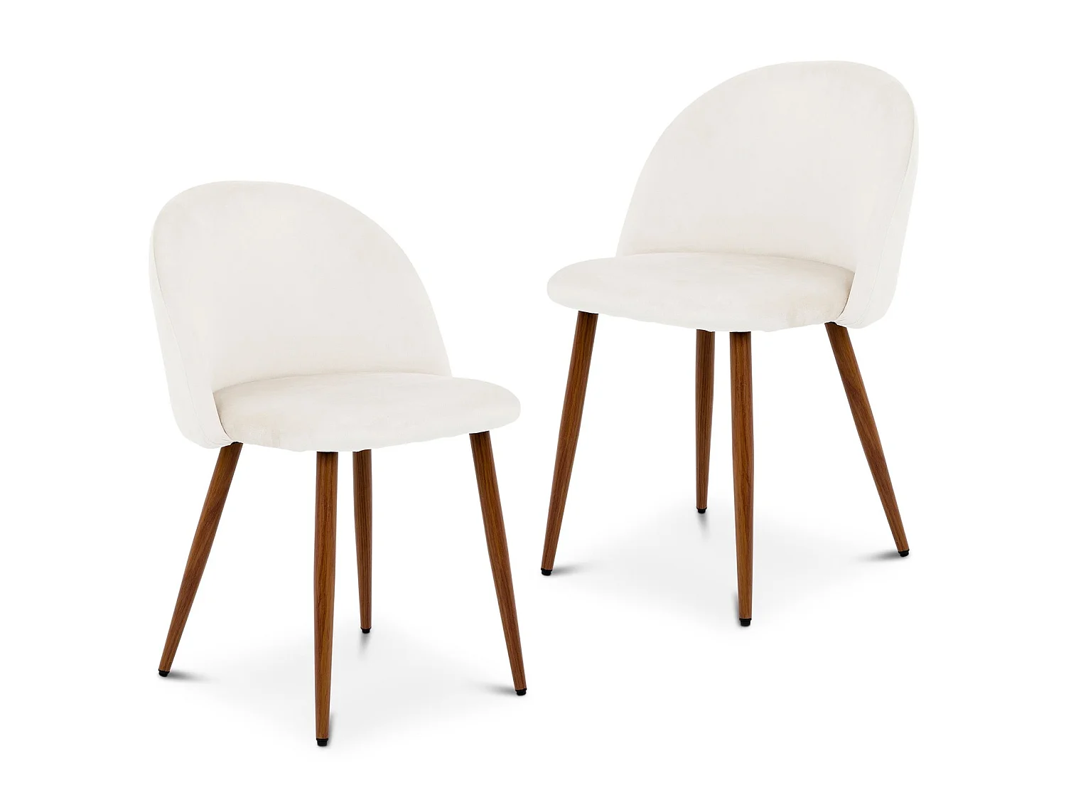 Lot de 2 Chaises de Salle à Manger NAVIA en Velours Beige au Design Rétro-Chic, Assise Rembourrée, Pieds en Métal