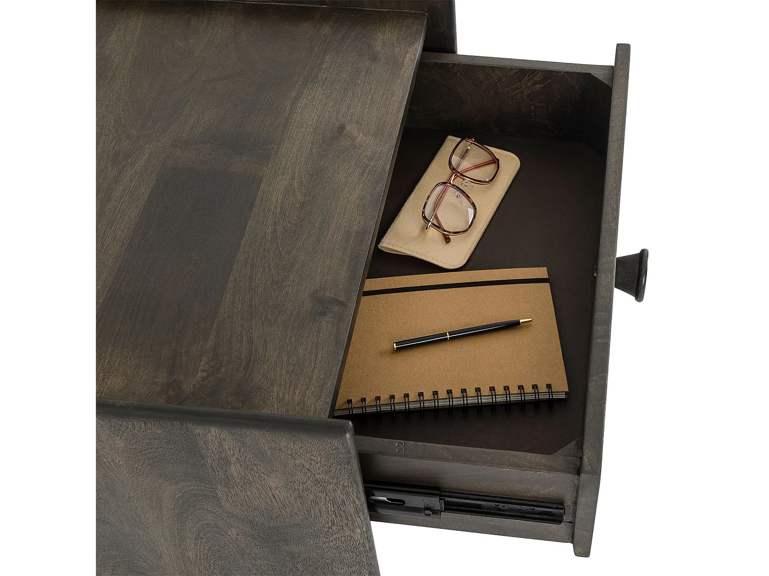 Table de Chevet TURU, 1 Tiroir en Bois Massif Brun, Design Élégant, Petite Table de Nuit en Hauteur pour Rangement Pratique