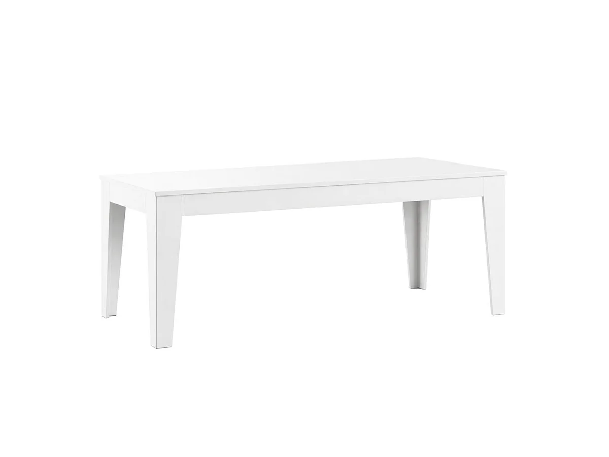 Table de repas 160cm laqué blanche pieds biseautés design  - CARAT