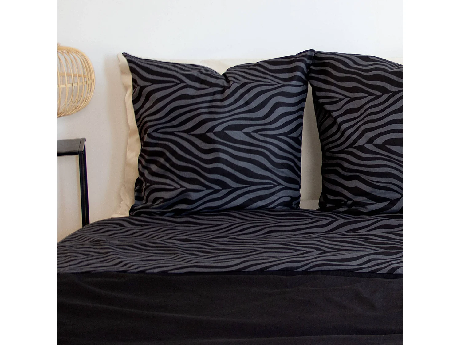 Ropa de cama de poliéster reversible estampado cebra, 2 plazas