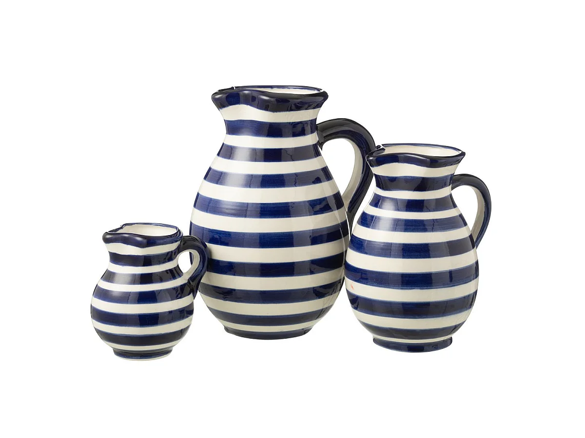 Pichet en Céramique "Granada Rayure" 3,3L Bleu Cobalt