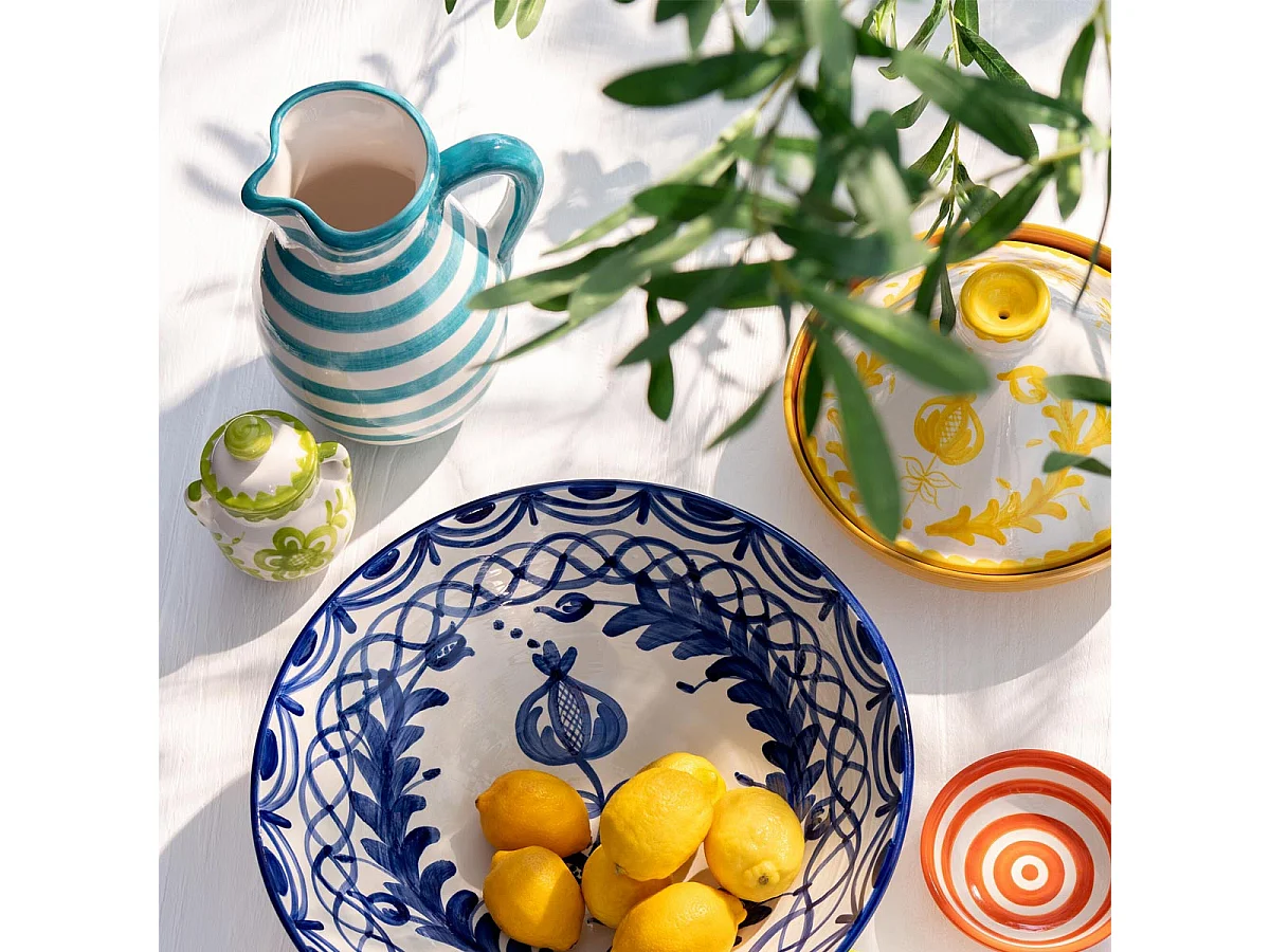 Pichet en Céramique "Granada Rayure" 0,5L Bleu Aqua