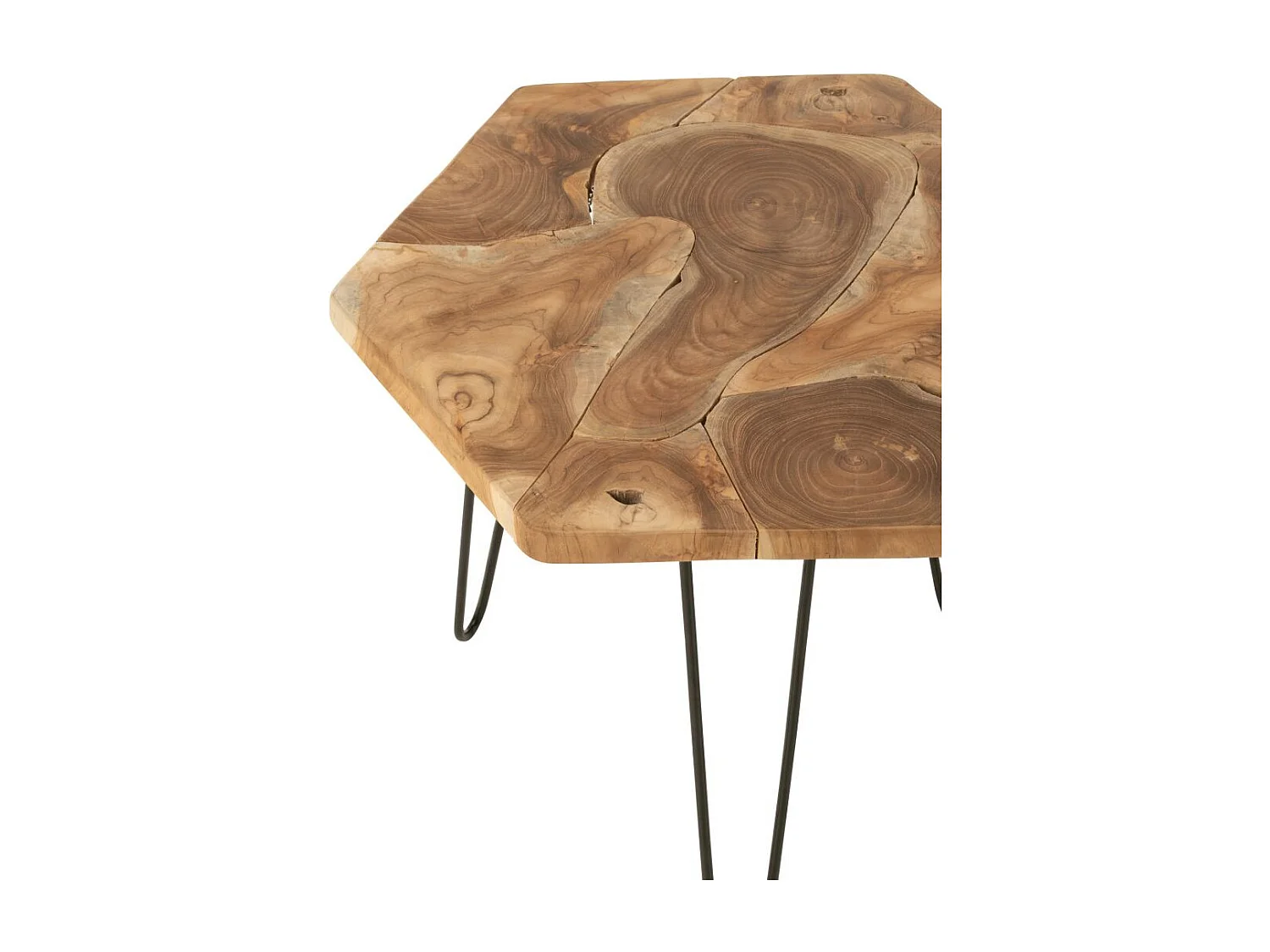 Lot de 2 Tables d'Appoint en Teck "Hexa" 58cm Naturel