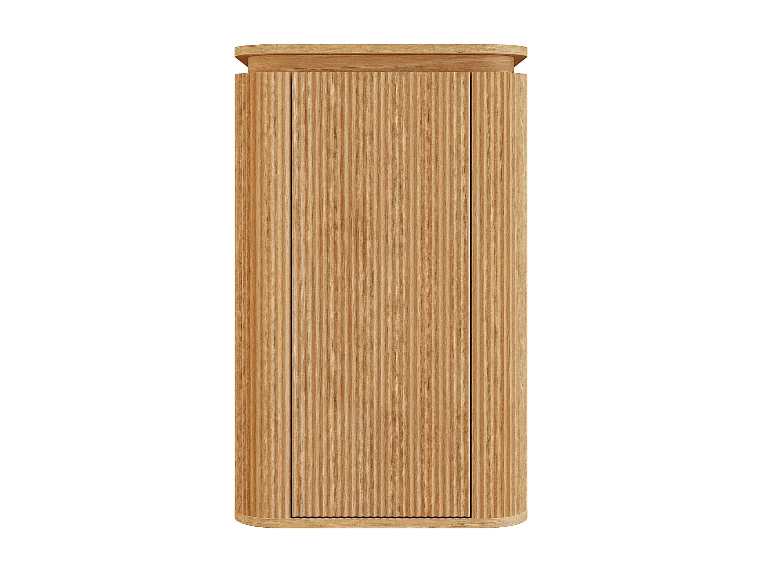 Meuble de salle de bain suspendu strié en bois de frêne avec double vasque à poser en solid surface et colonne – Naturel clair - 150 cm - LILIKO