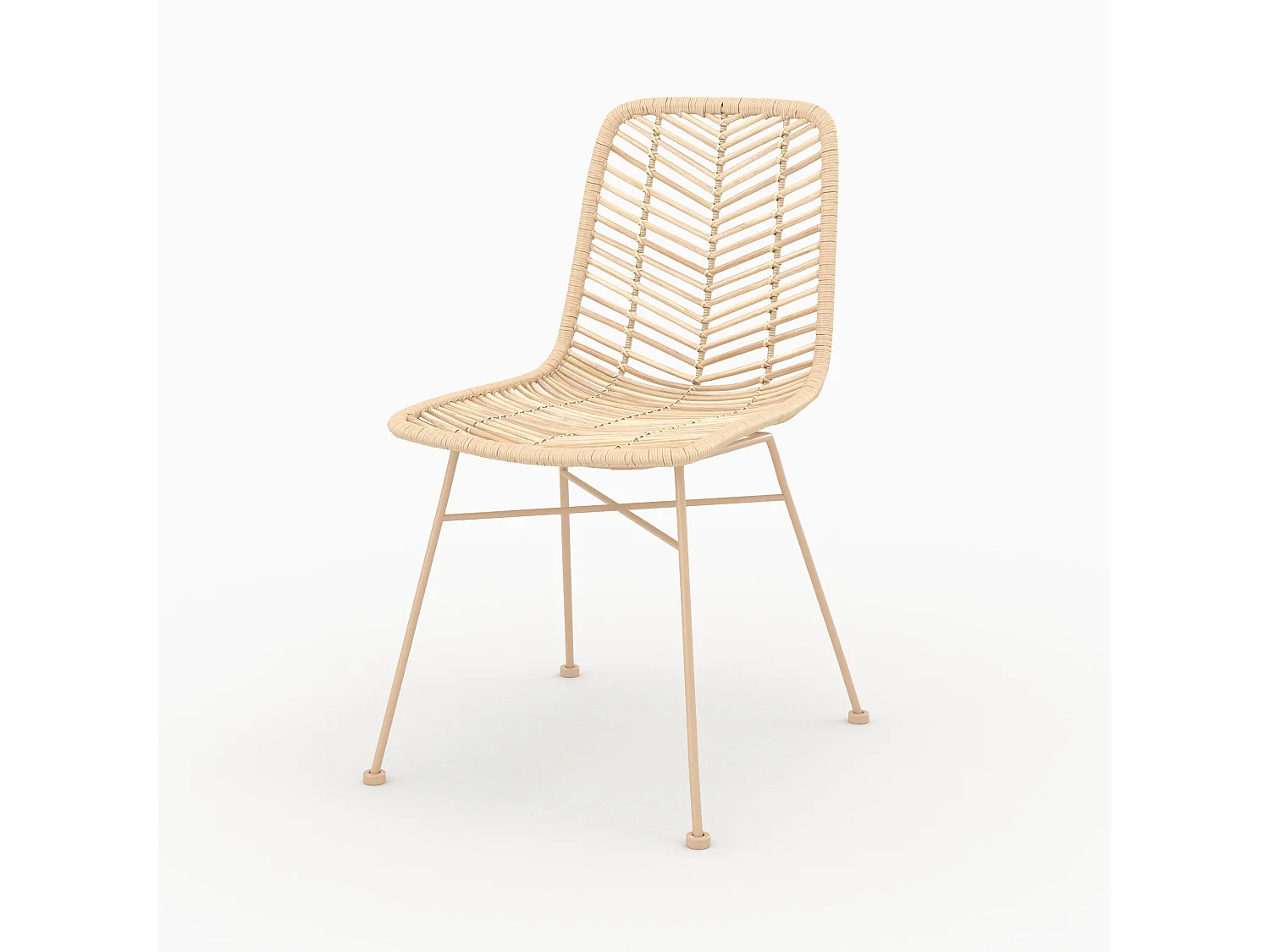 Lot de 2 chaises en rotin naturel et pieds beiges - Tamara