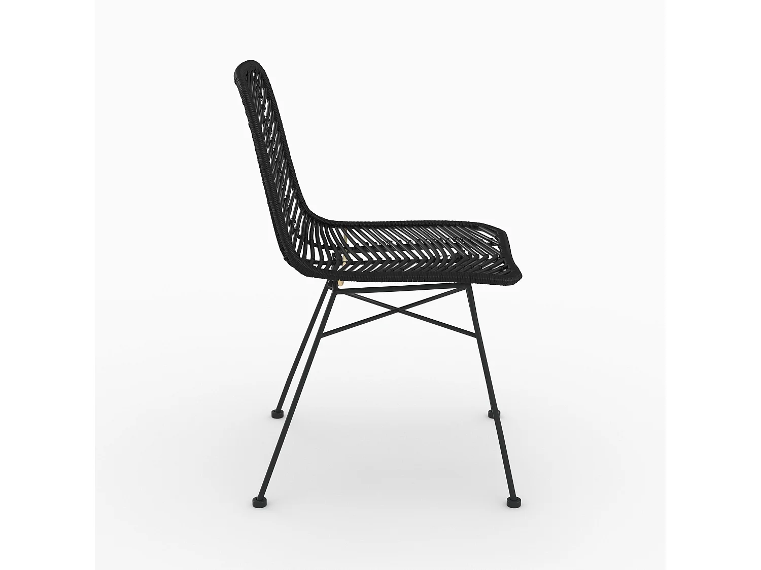 Lot de 2 chaises en rotin et pieds en métal noir - Tamara