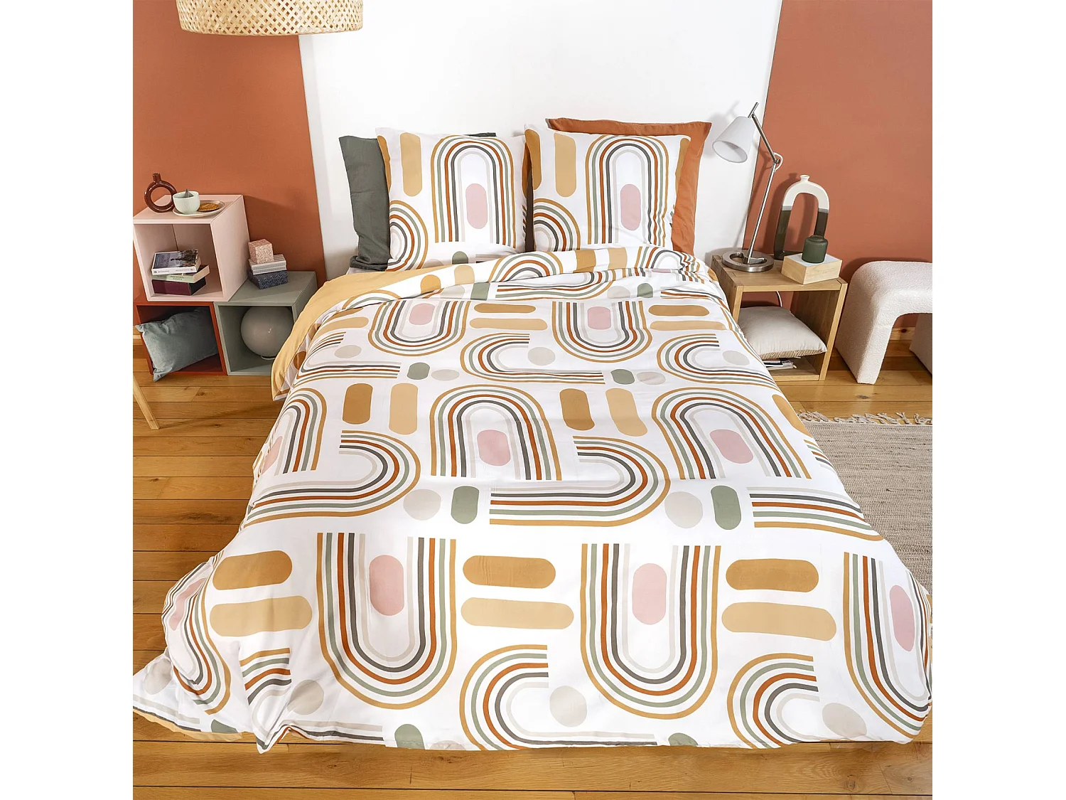 Set biancheria da letto reversibile arancione