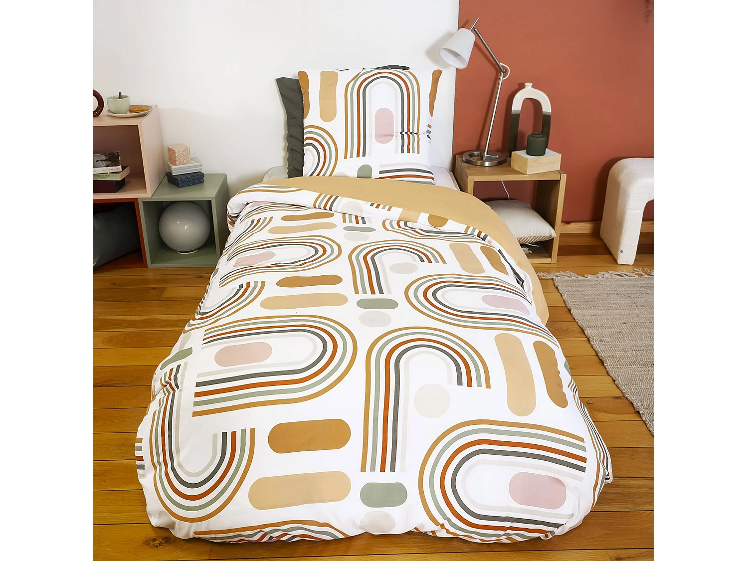 Set biancheria da letto reversibile arancione