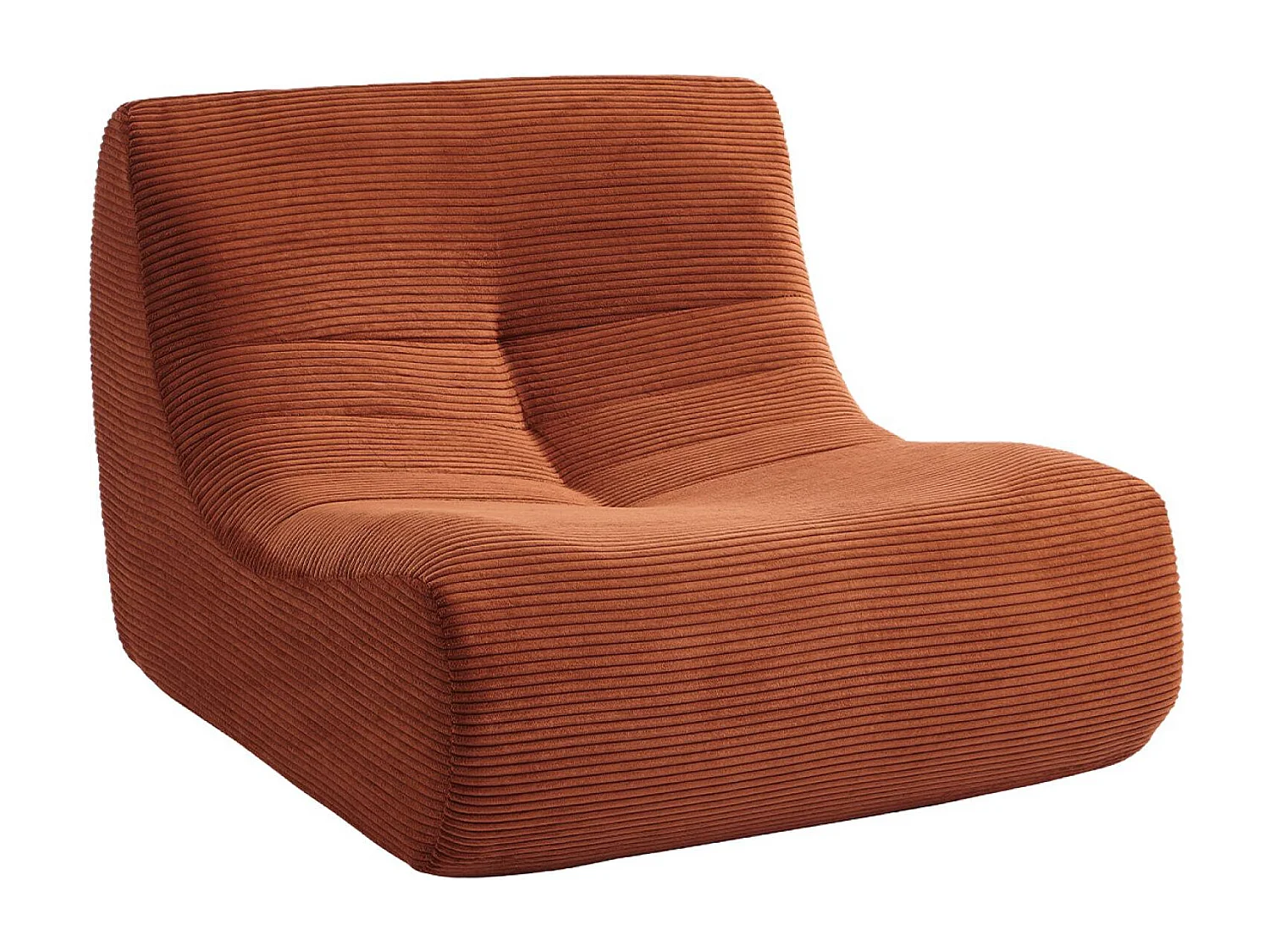 Chauffeuse velours côtelé 1 place avec repose pieds terracotta - Sokol