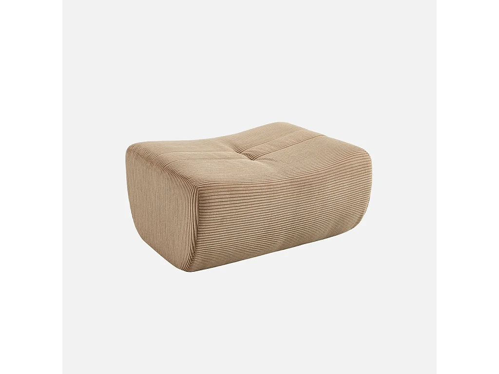 Sillón de terciopelo de pana fina con reposapiés beige oscuro