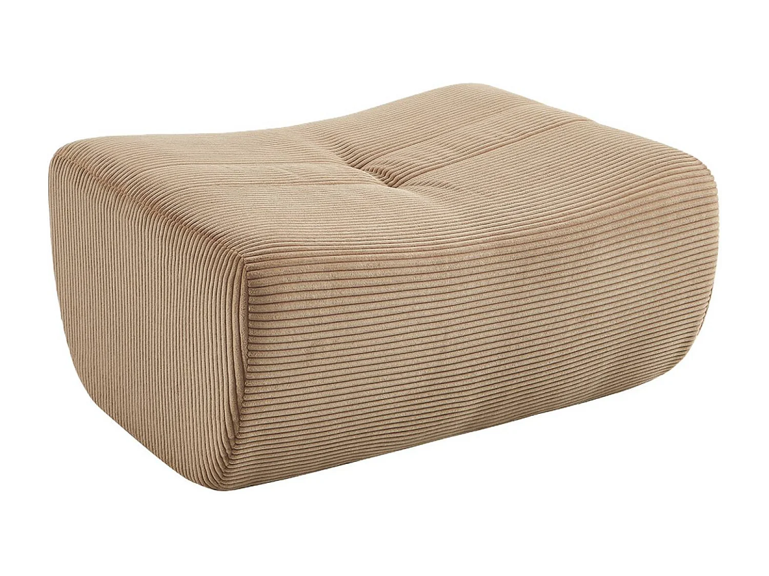 Chauffeuse velours côtelé 1 place avec repose pieds beige foncé - Sokol