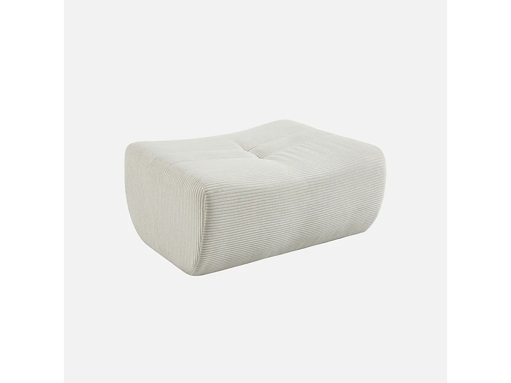 Sillón de terciopelo de pana fina con reposapiés crema