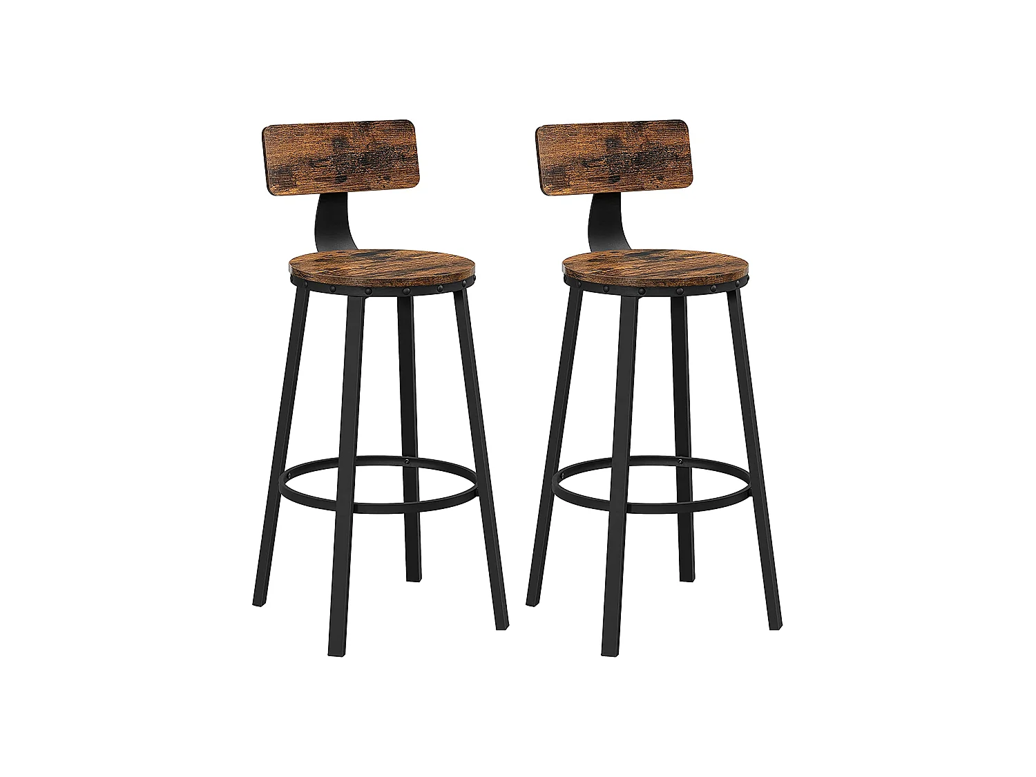 Tabouret de bar 49,5x49,5x63 cm noir brun rustique