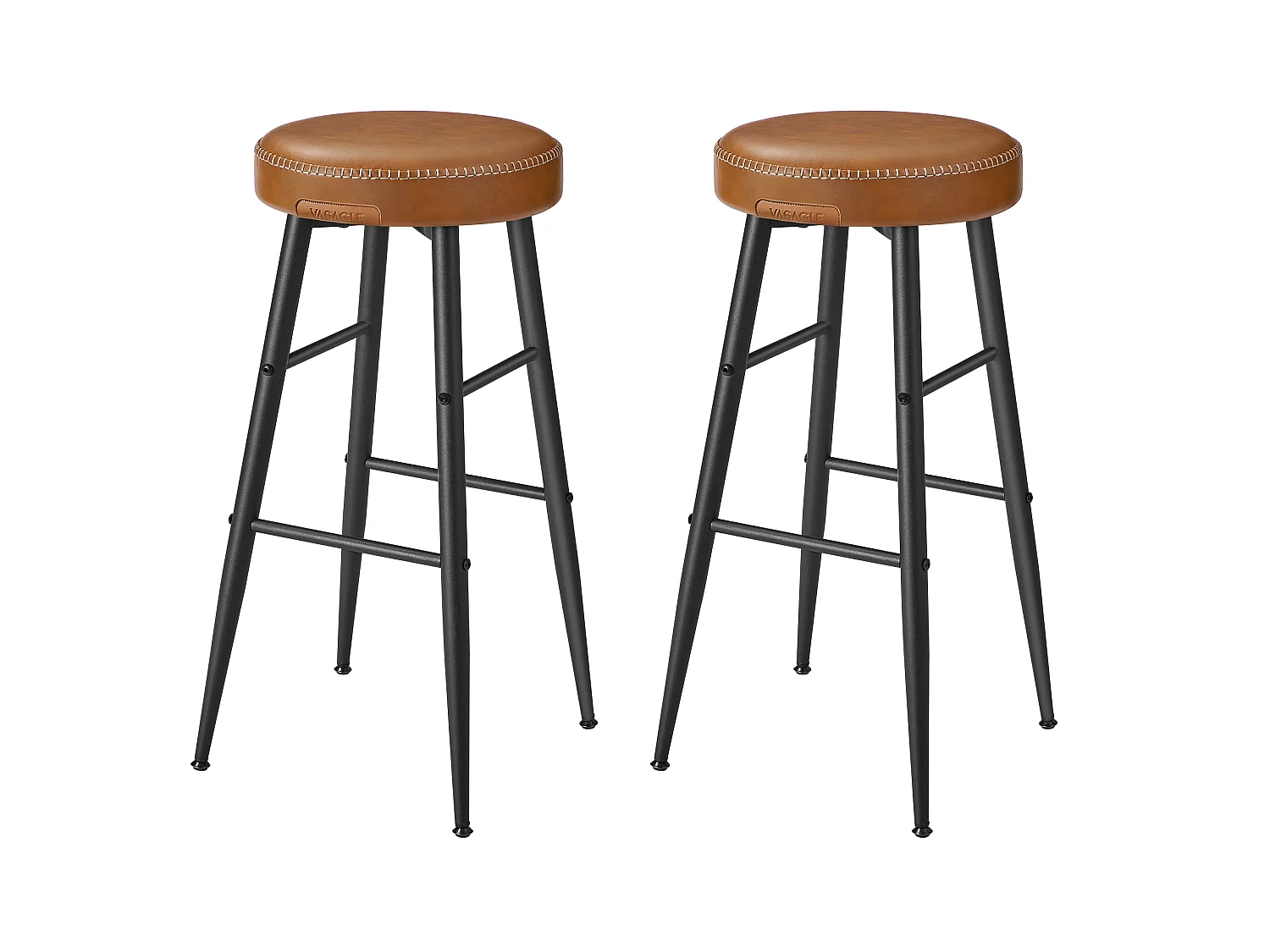 Tabouret de bar 51,6x51,6x75 cm caramel brun collection Echo