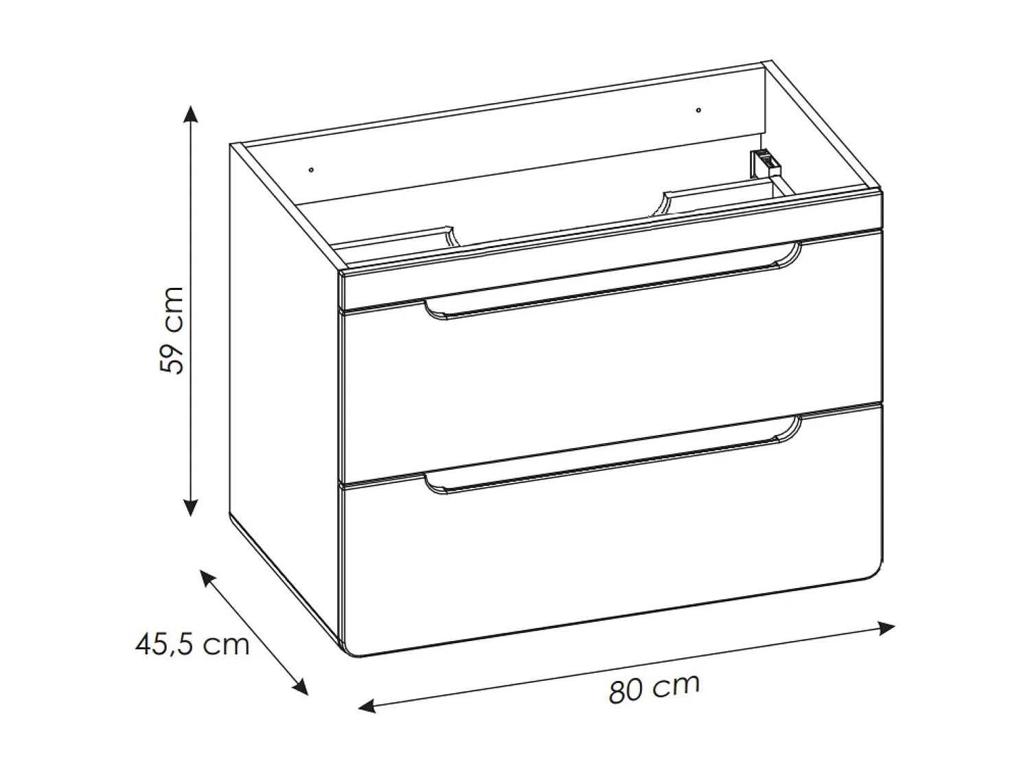 Bathroom Vanity Unit 800mm Wall Hung Sink Cabinet Compact Handleless Drawers White Gloss Oak Aruba