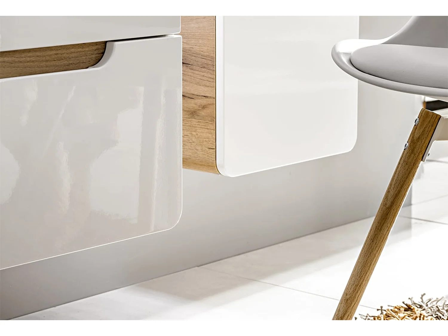 Bathroom Vanity Unit 800mm Wall Hung Sink Cabinet Compact Handleless Drawers White Gloss Oak Aruba