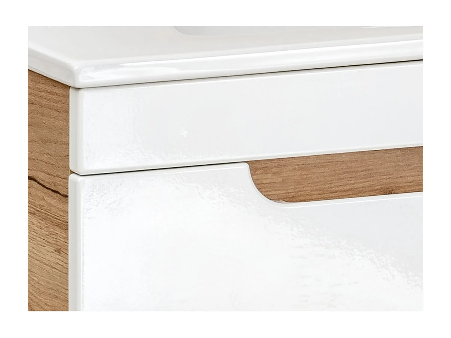 Bathroom Vanity Unit 800mm Wall Hung Sink Cabinet Compact Handleless Drawers White Gloss Oak Aruba
