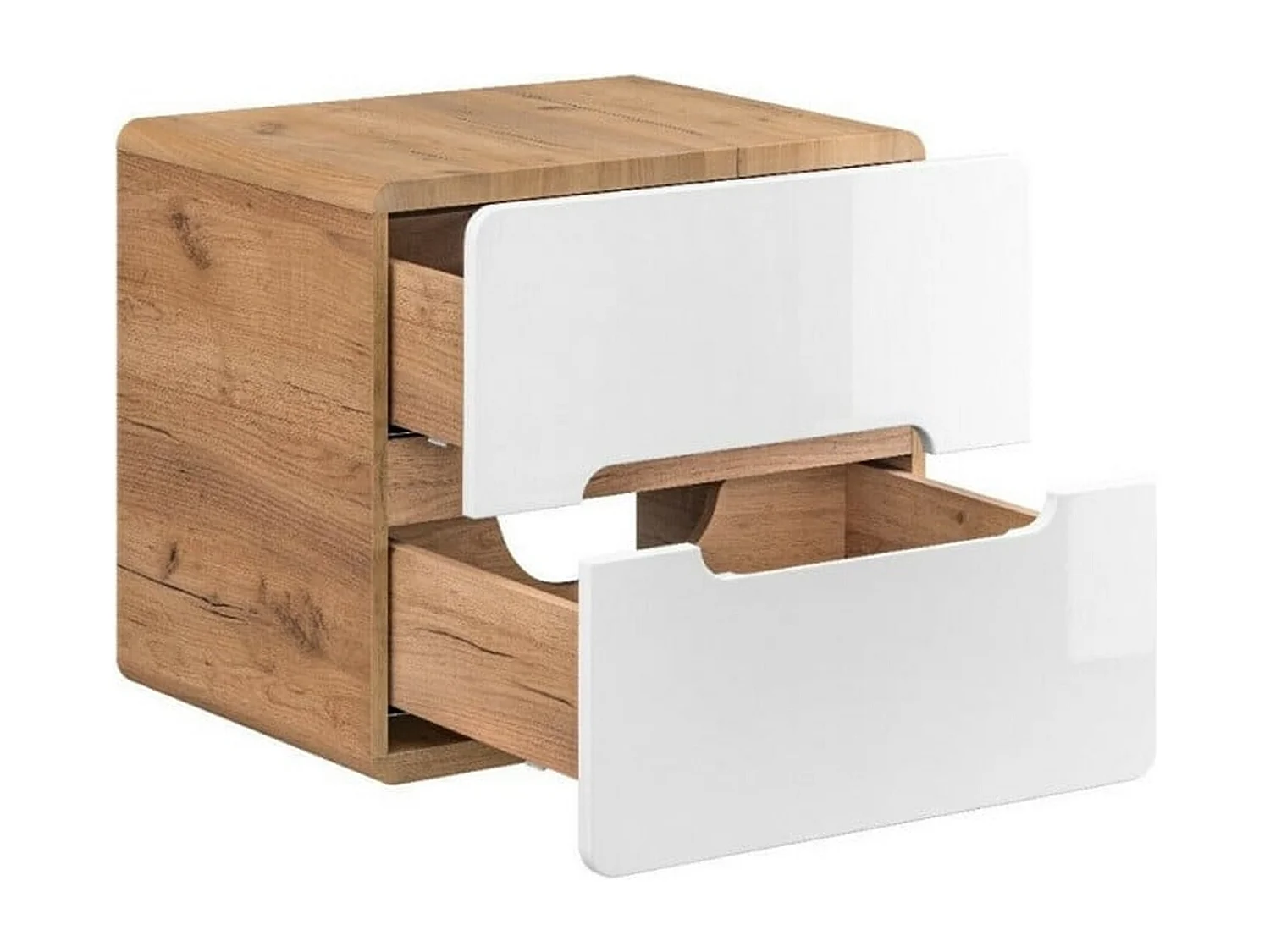 Wall Hung Vanity Unit 600mm Countertop Bathroom Sink Cabinet with Drawers Handleless White Gloss Oak Aruba