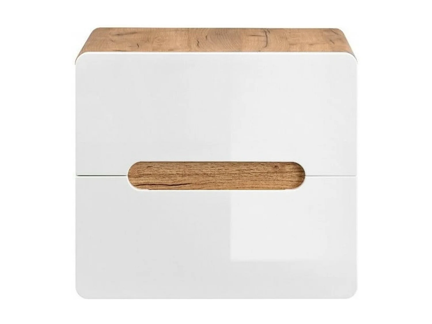 Wall Hung Vanity Unit 600mm Countertop Bathroom Sink Cabinet with Drawers Handleless White Gloss Oak Aruba
