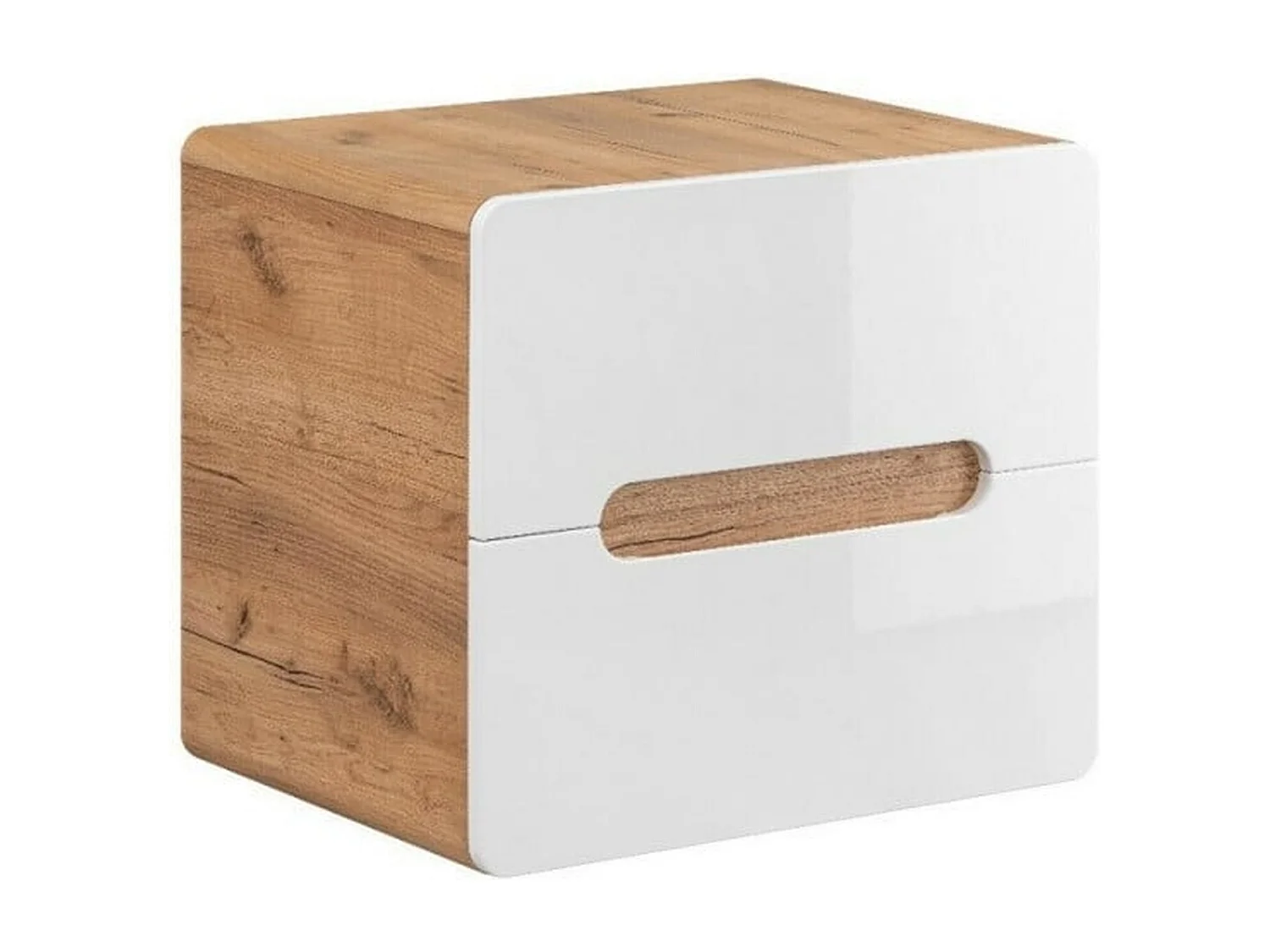 Wall Hung Vanity Unit 600mm Countertop Bathroom Sink Cabinet with Drawers Handleless White Gloss Oak Aruba