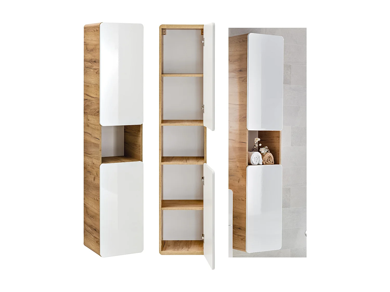 Szafka łazienkowa ARUBA 800 35 cm biała/dąb