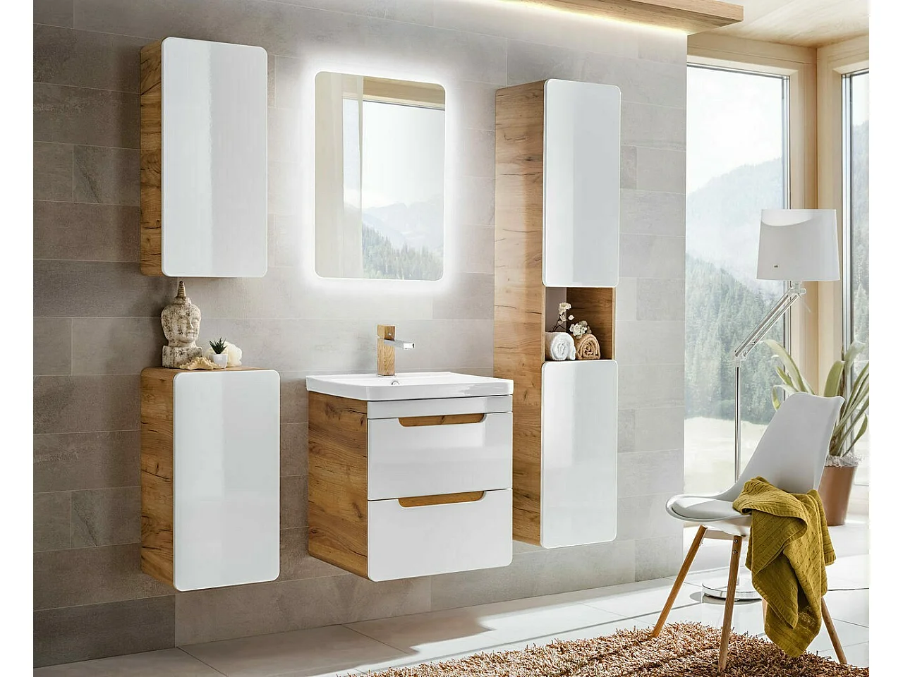 Szafka łazienkowa ARUBA 805 25 cm biała/dąb