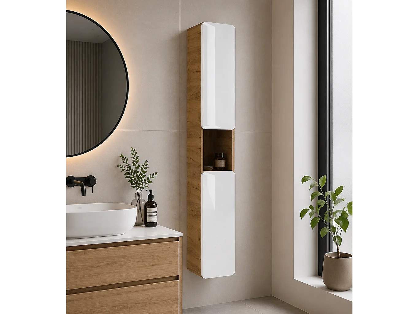 Szafka łazienkowa ARUBA 805 25 cm biała/dąb