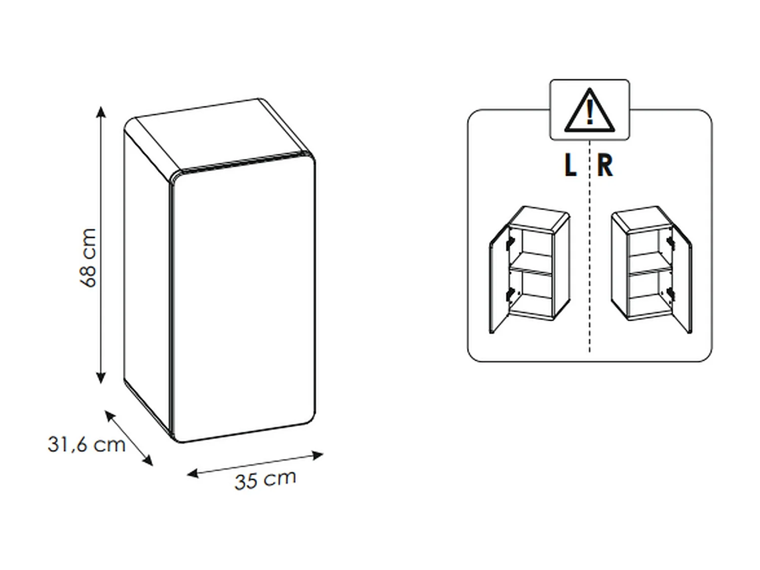 Small Bathroom Wall Cabinet Slim Narrow Storage Unit Compact Cupboard White Gloss and Oak Aruba